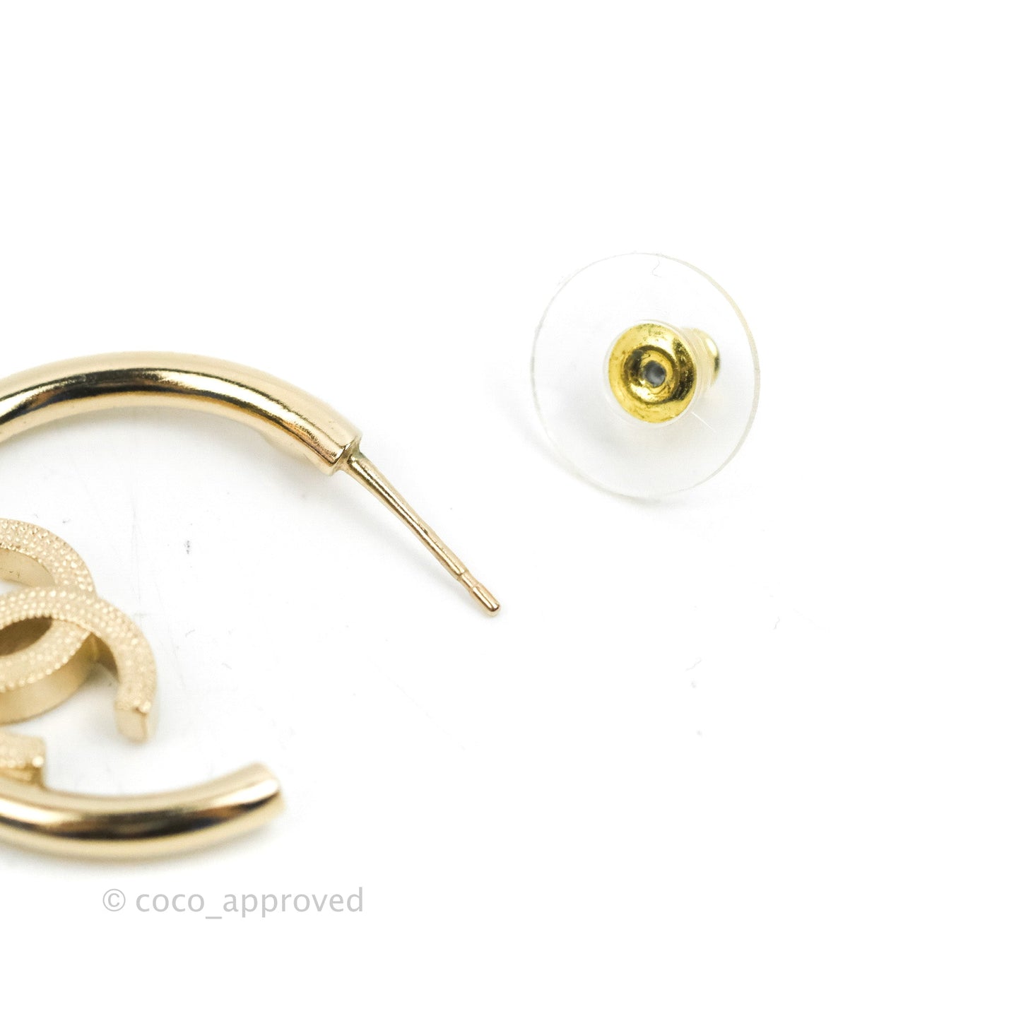 Chanel CC Hoop Earrings Gold Tone 22P