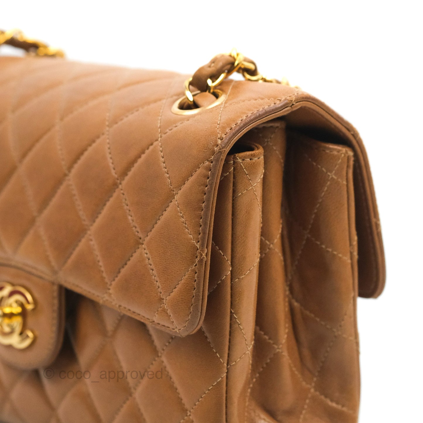 Chanel Vintage Double-sided Small Flap Brown Caramel Lambskin 24K Gold Hardware
