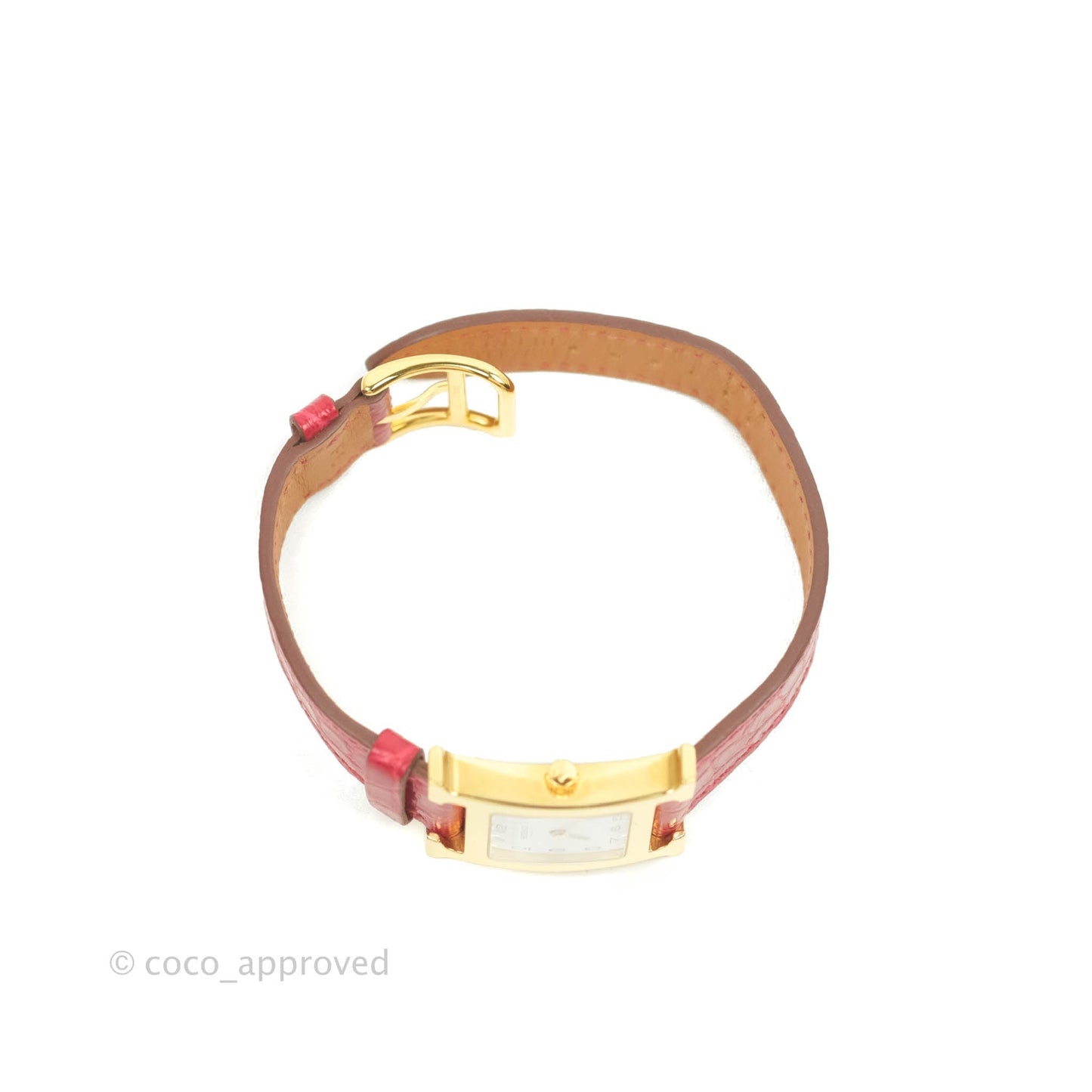 Hermès Heure H PM Watch Red Alligator Gold Hardware