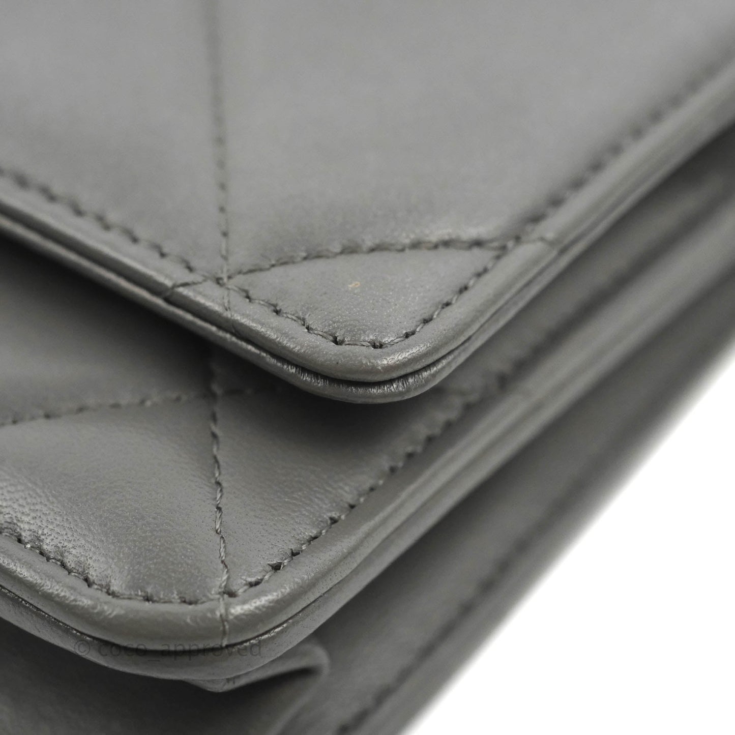 Chanel 19 Wallet on Chain WOC Dark Grey Lambskin Mixed Hardware