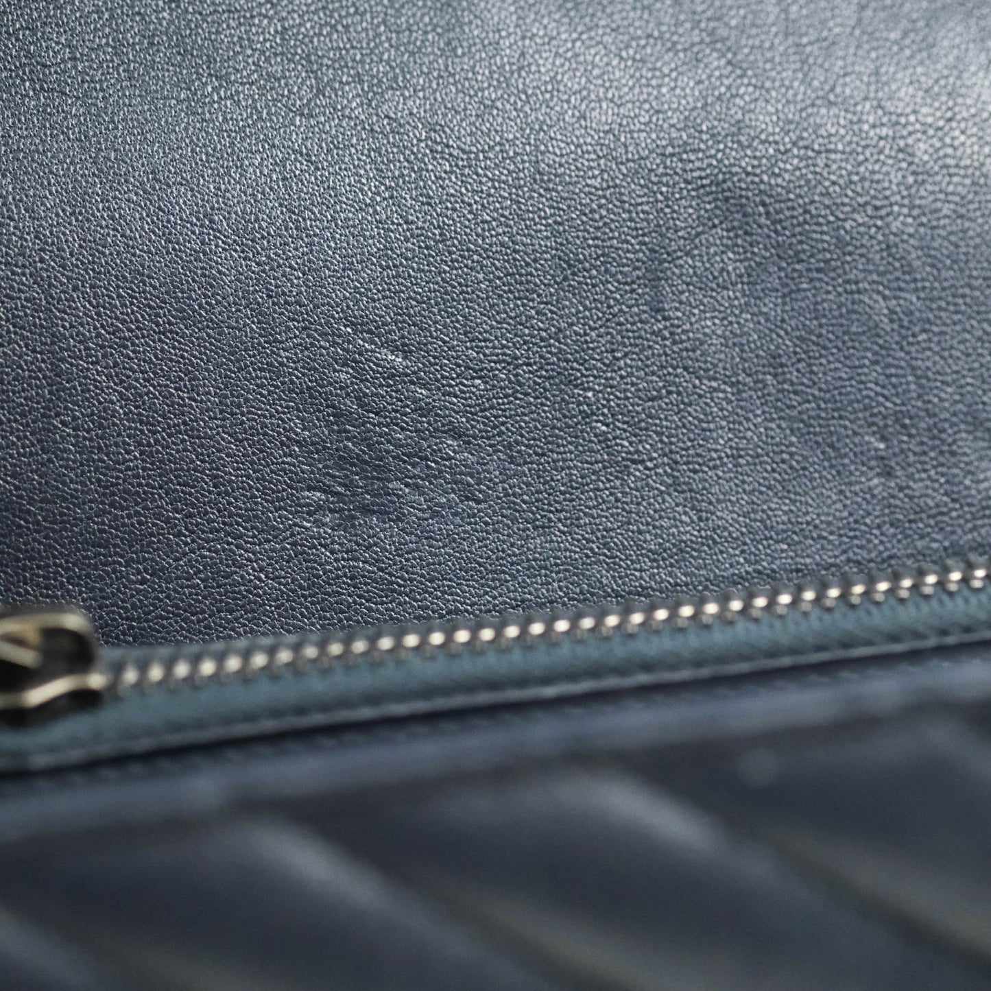 Saint Laurent Chevron Large College Navy Chain Bag Ruthenium Hardware