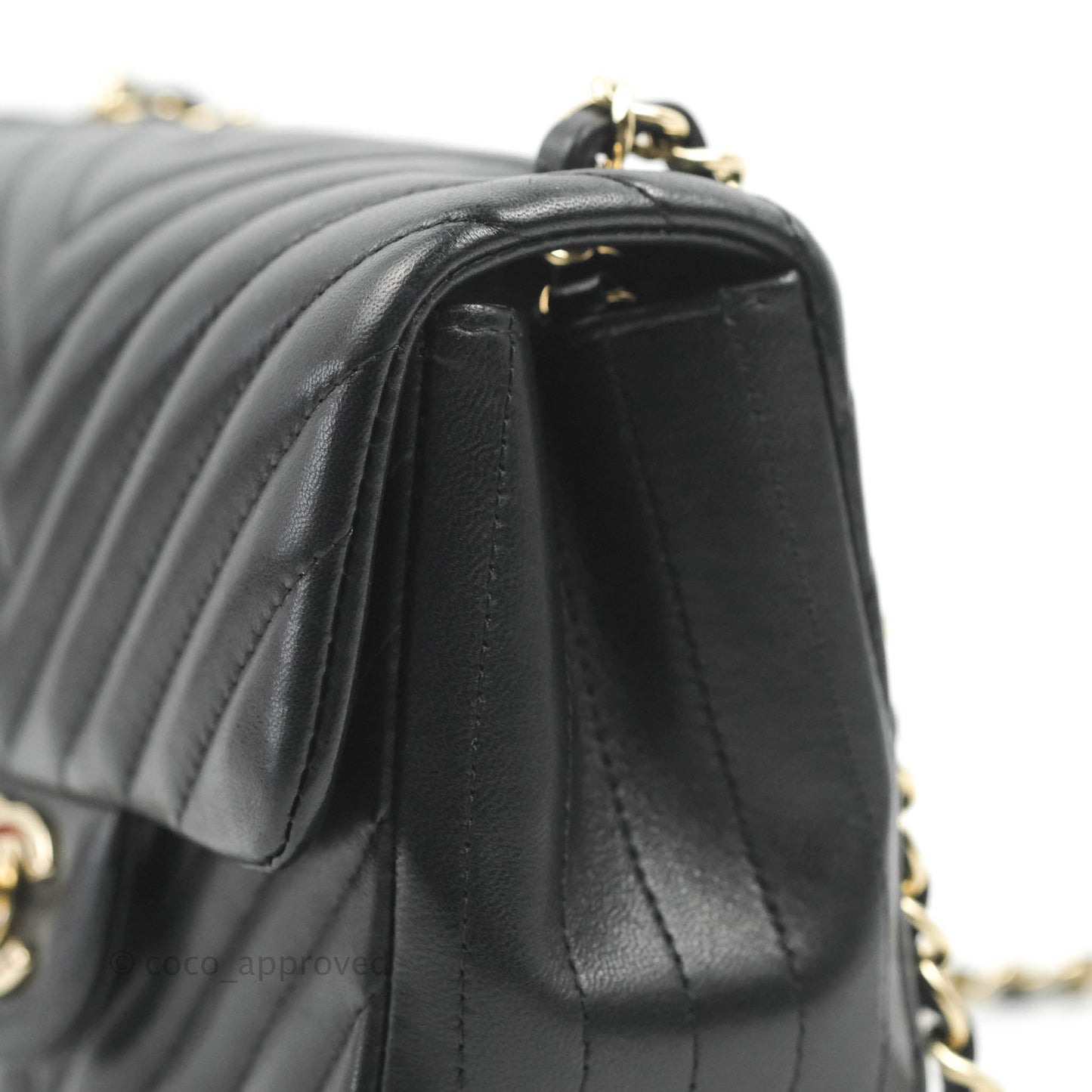 Chanel Mini Square Black Chevron Lambskin Gold Hardware