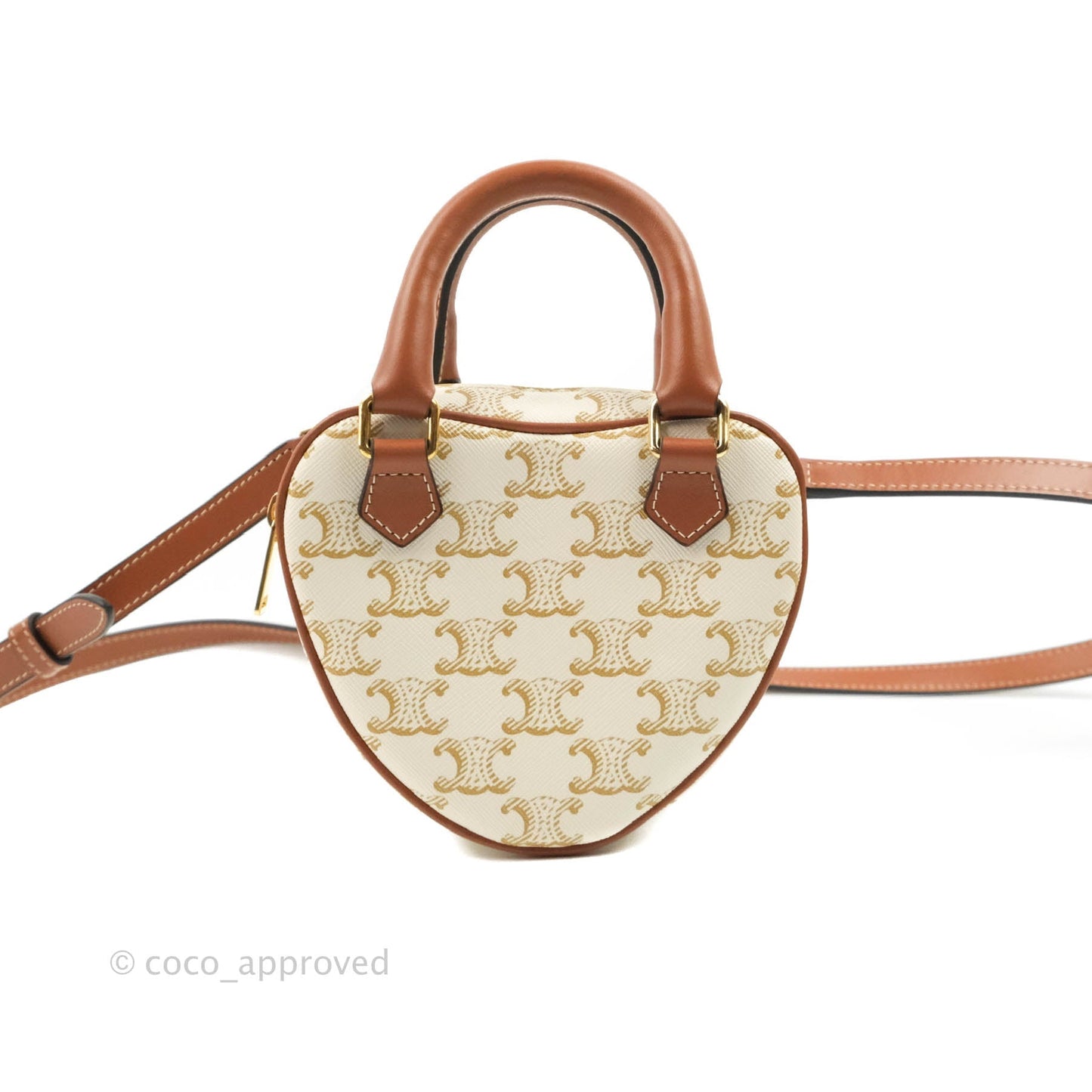 Celine Heart Medium Triomphe White Calfskin