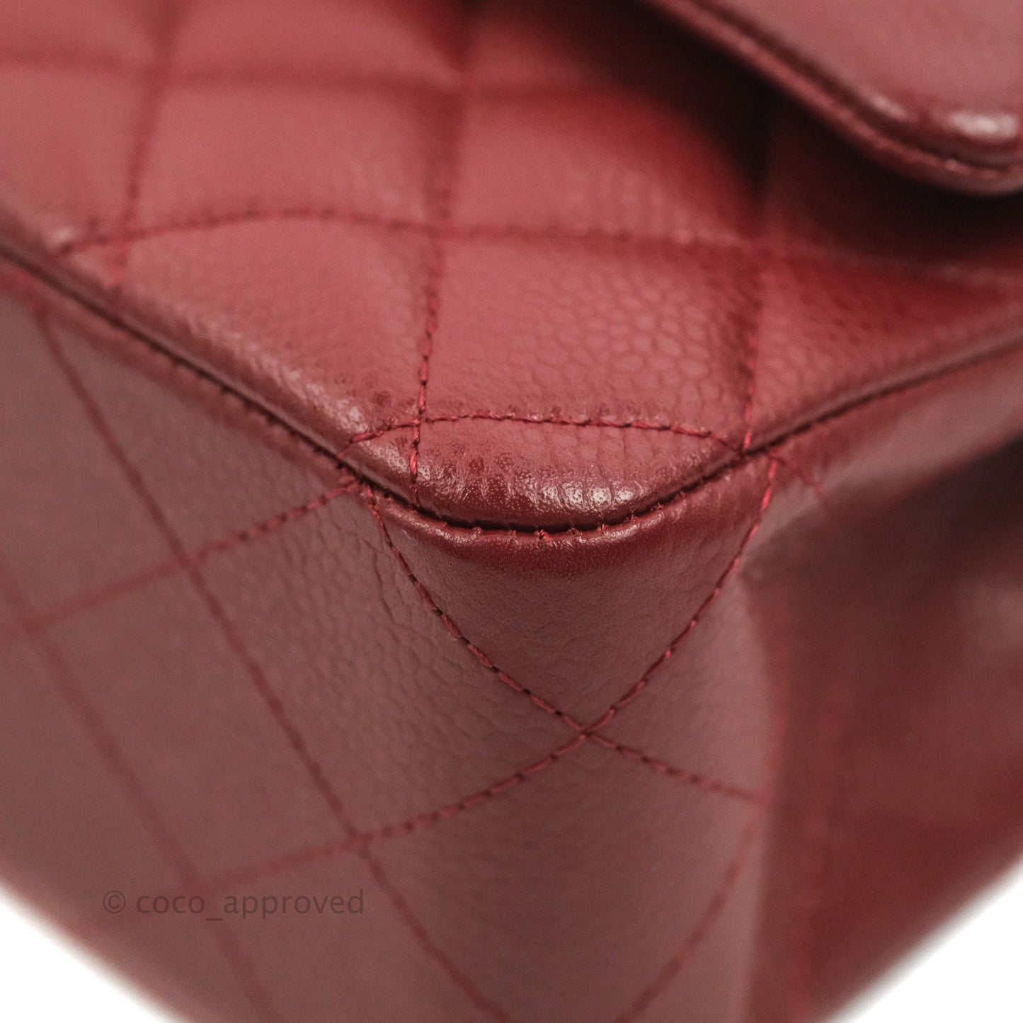 Chanel Classic M/L Medium Flap Quilted Dark Red Caviar Silver Hardware