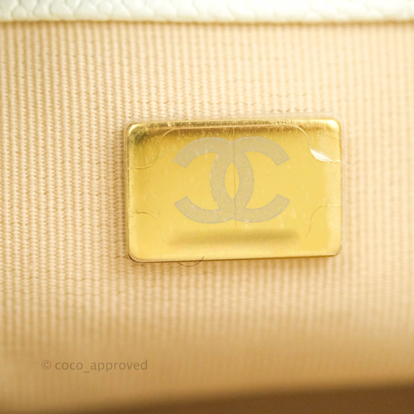 Chanel Small Quilted Melody Flap White Caviar Aged Gold Hardware 22P