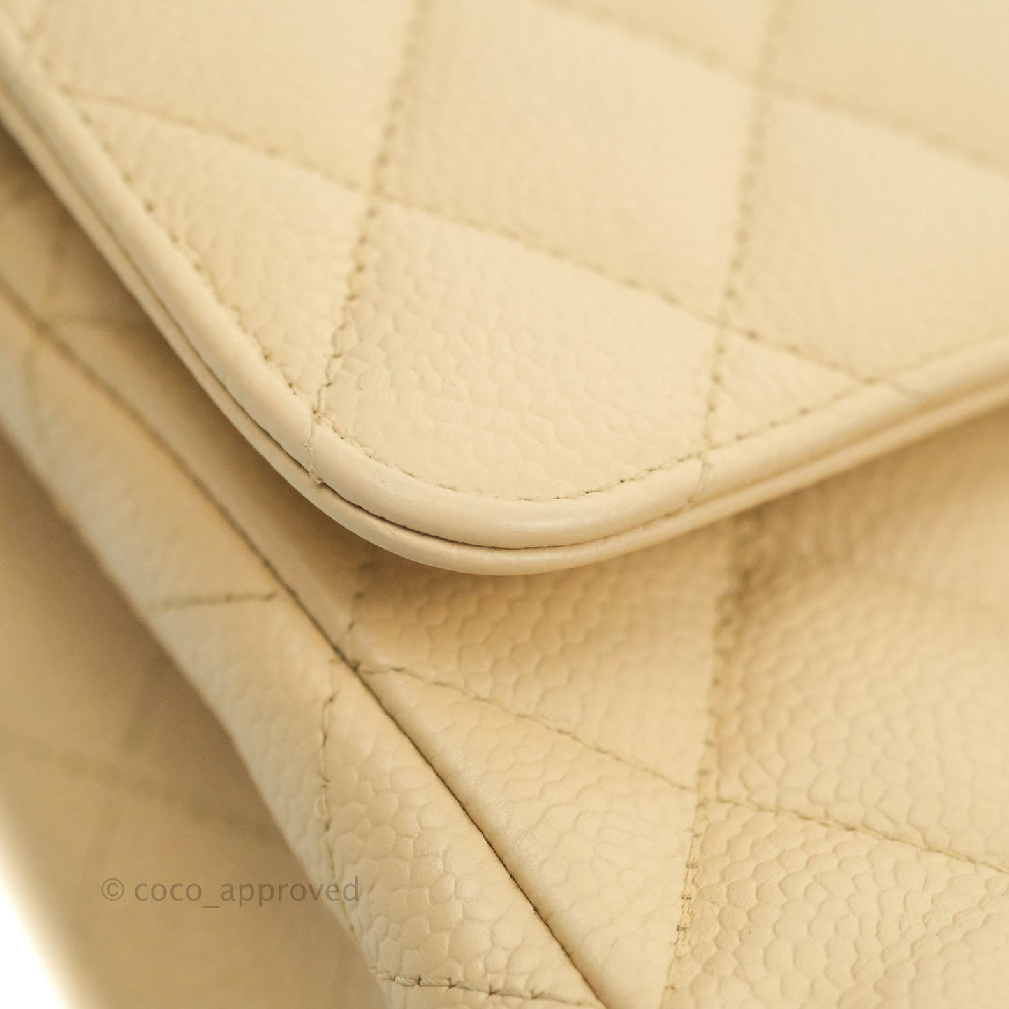 Chanel Classic M/L Medium Double Flap Bag Beige Caviar Gold Hardware