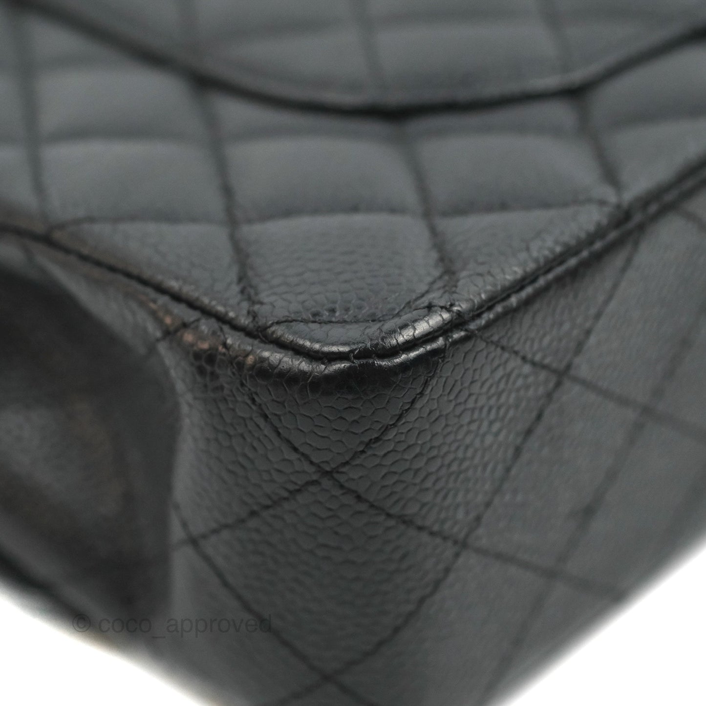 Chanel Classic M/L Medium Flap Quilted Black Caviar Silver Hardware