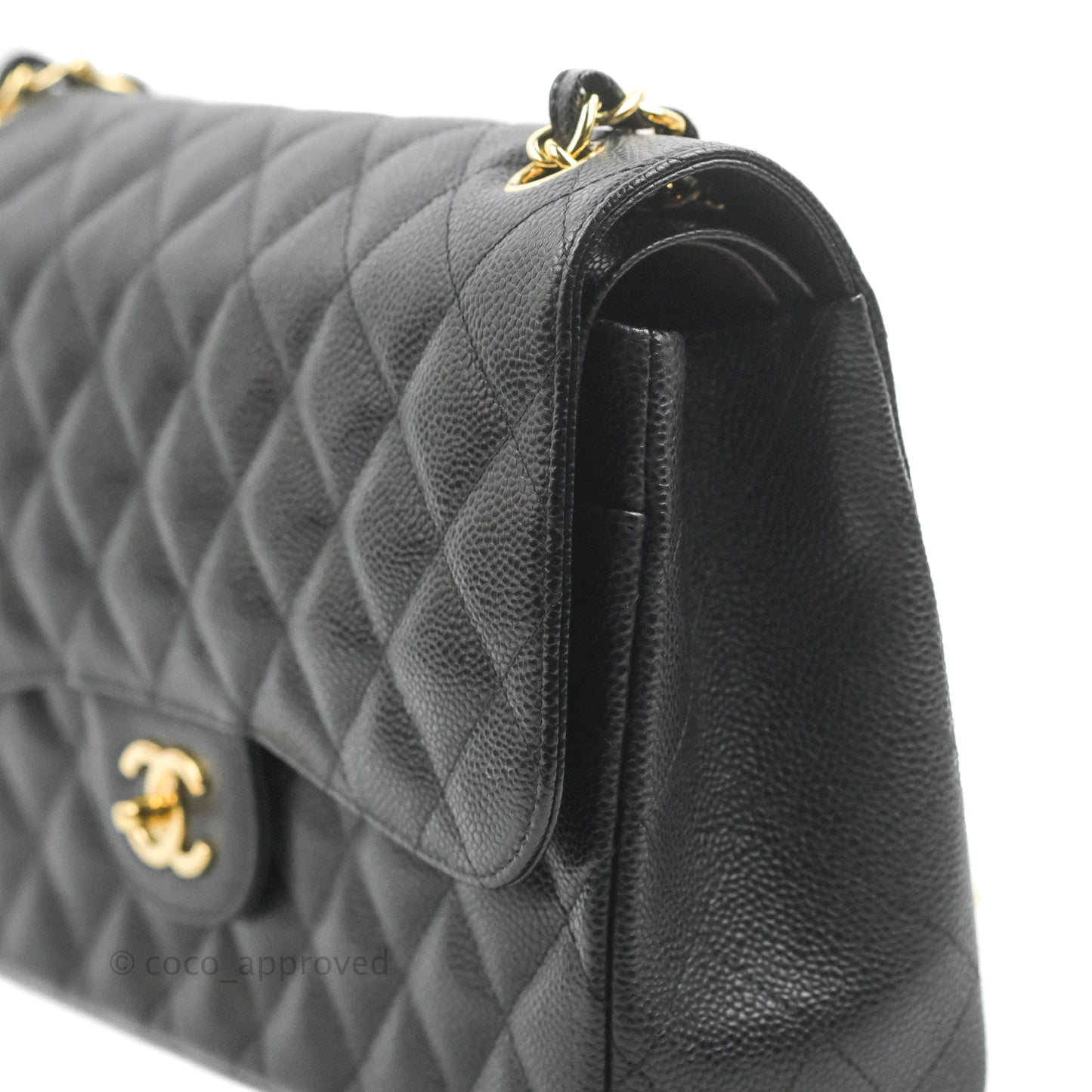 Chanel Quilted Jumbo Double Flap Black Caviar Gold Hardware⁣⁣