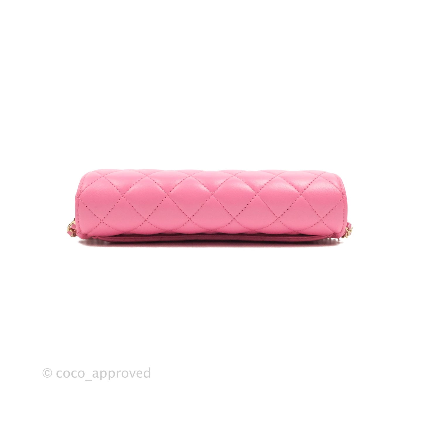 Chanel Quilted Case With Chain Pink Lambskin Gold Hardware
