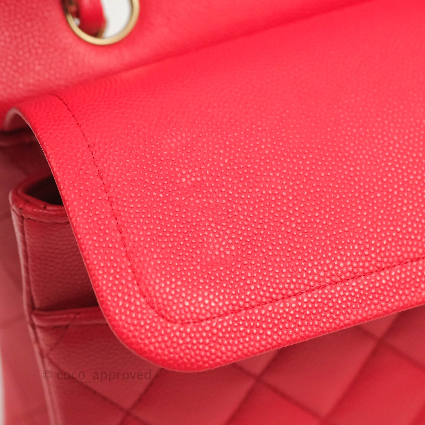 Chanel Medium M/L Classic Quilted Flap Red Caviar Gold Hardware 21B