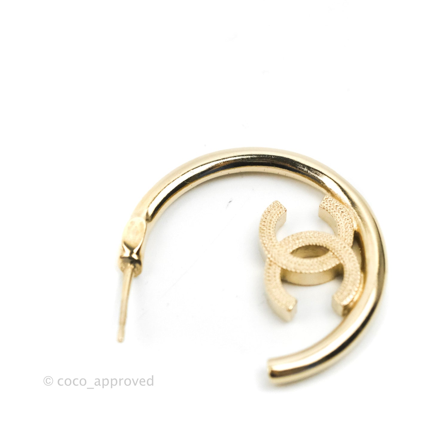 Chanel CC Hoop Earrings Gold Tone 22P