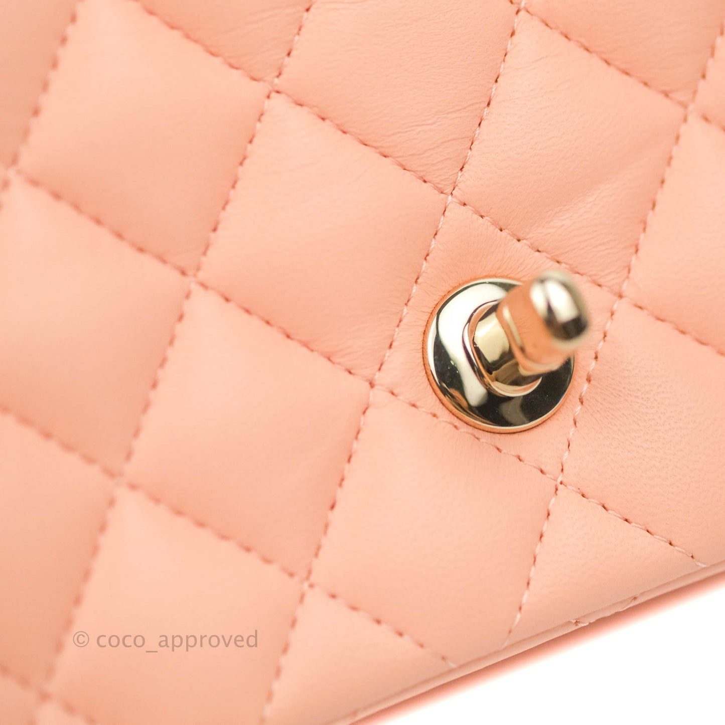 Chanel Quilted Mini Square Beige Pink Lambskin Gold Hardware