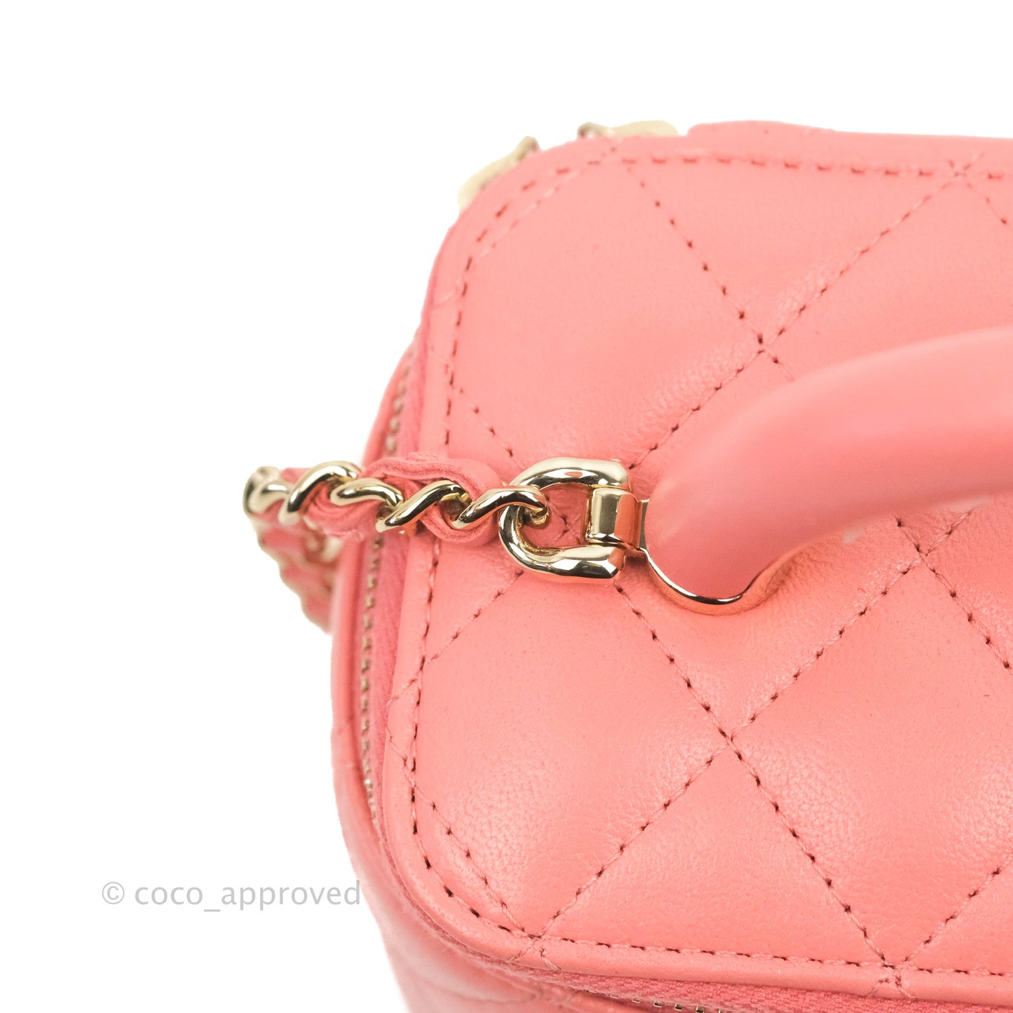 Chanel Vanity Rectangular Top Handle Pink Lambskin Gold Hardware