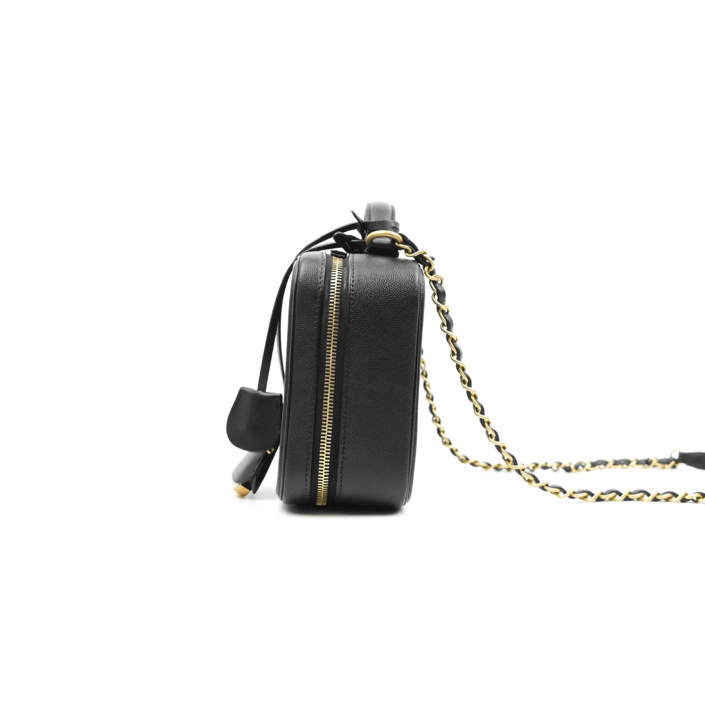 Chanel Quilted Medium CC Filigree Vanity Case Black Caviar Gold Hardware