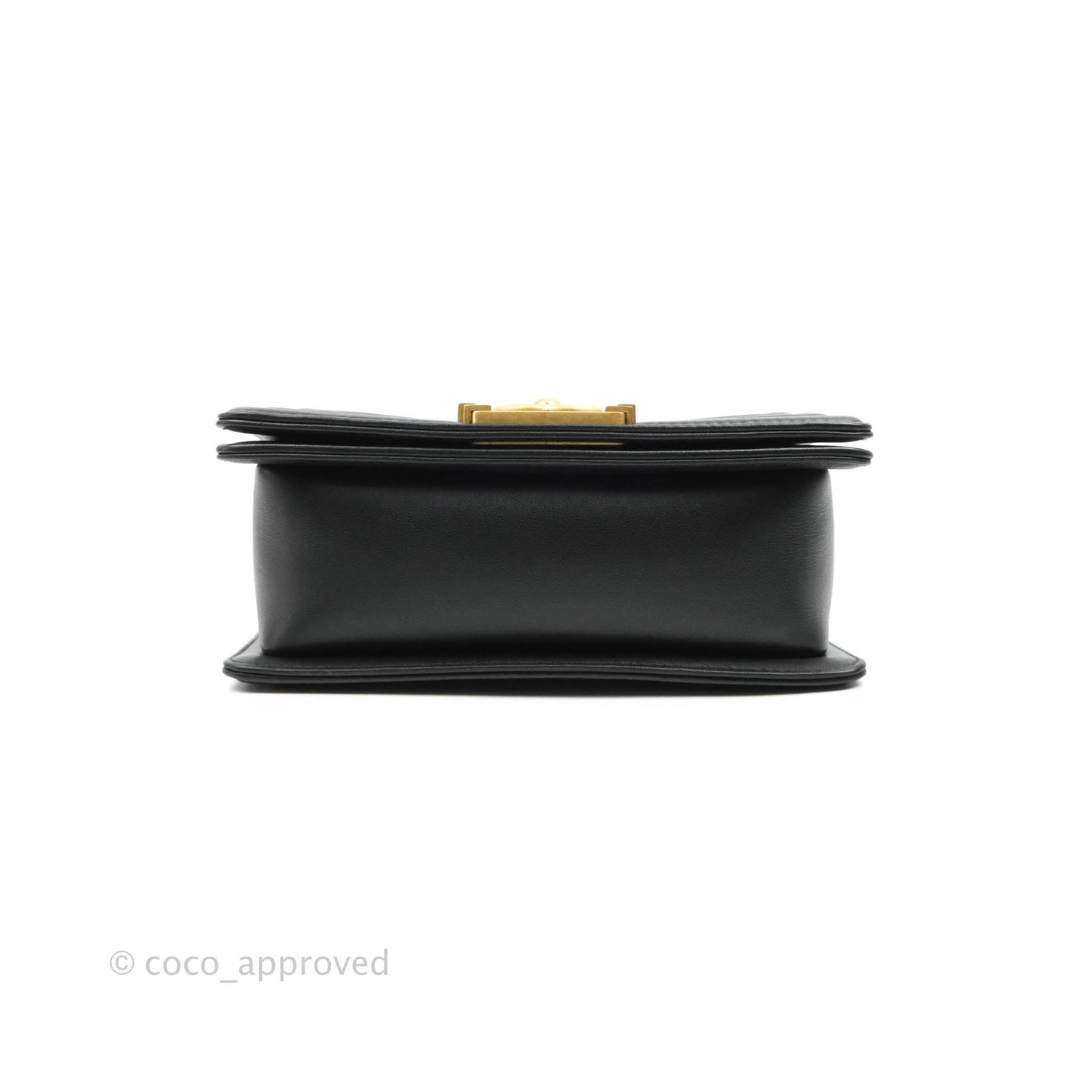 Chanel Boy Quilted Small Black Calfskin Aged Gold Hardware