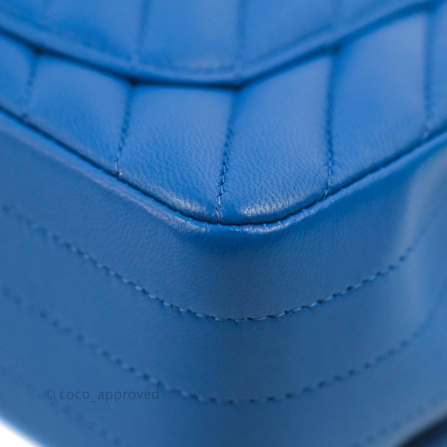 Chanel Chevron Mini Rectangular Flap Blue Lambskin Light Gold Hardware