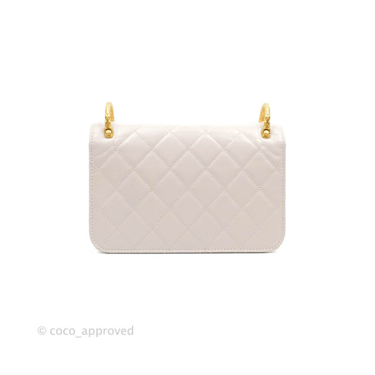 Chanel Mini Flap Light Lilac Glazed Calfskin Aged Gold Hardware