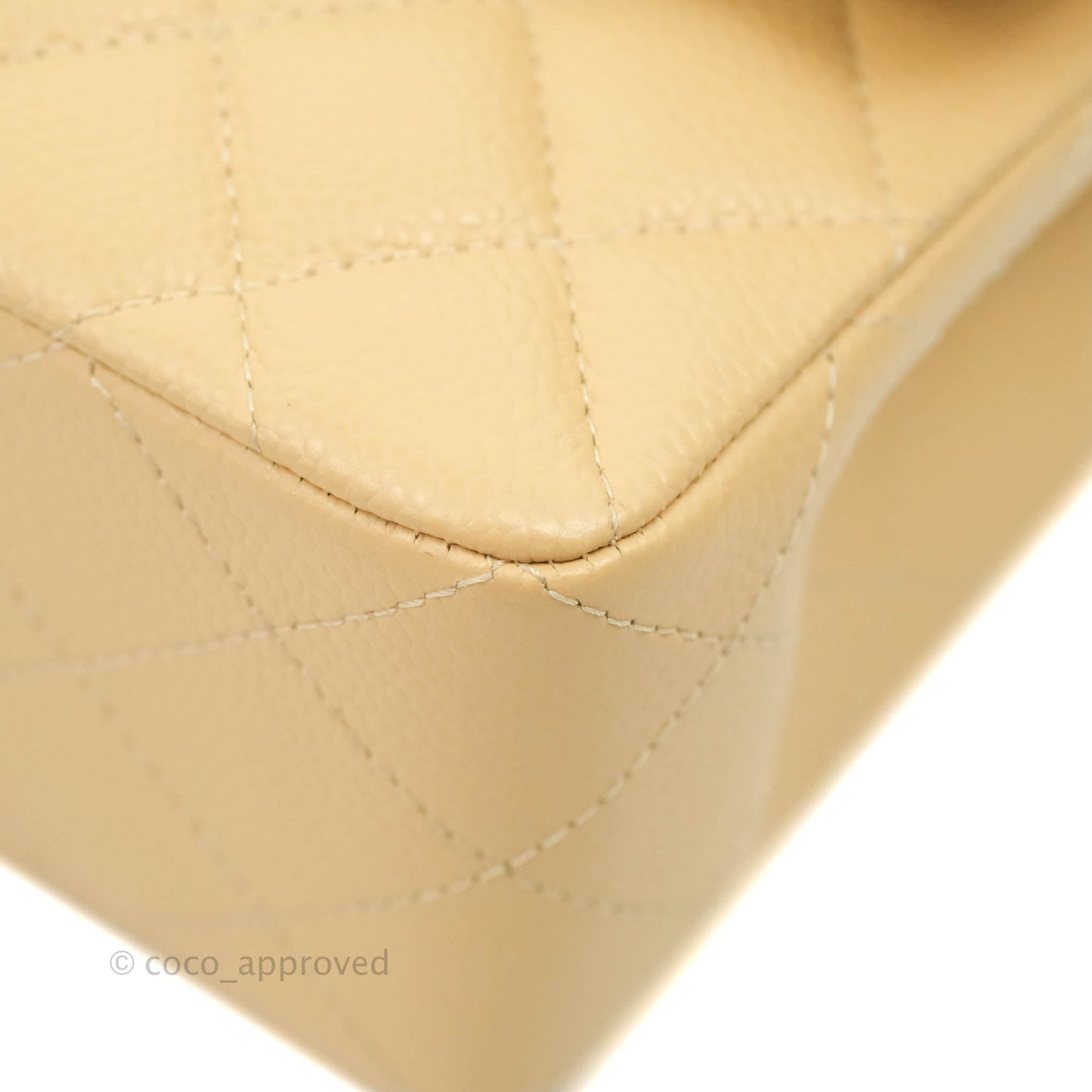 Chanel Small Classic Quilted Flap Beige Caviar Gold Hardware