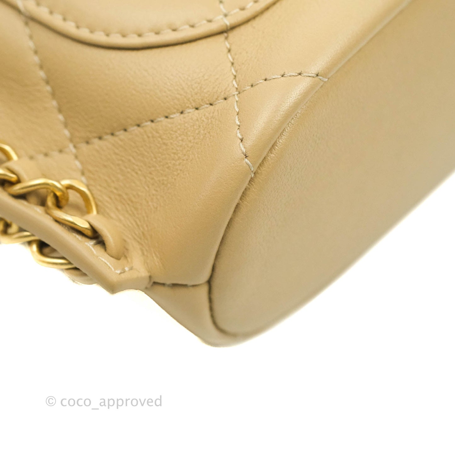 Chanel Small Hobo Bag Beige Calfskin Aged Gold Hardware
