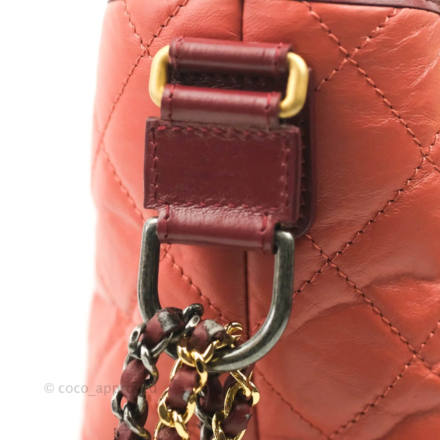 Chanel Large Gabrielle Hobo Red Aged Calfskin Mixed Hardware