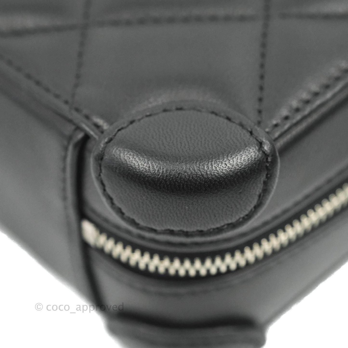 Chanel Mini Quilted Camera Case Black Lambskin Silver Hardware