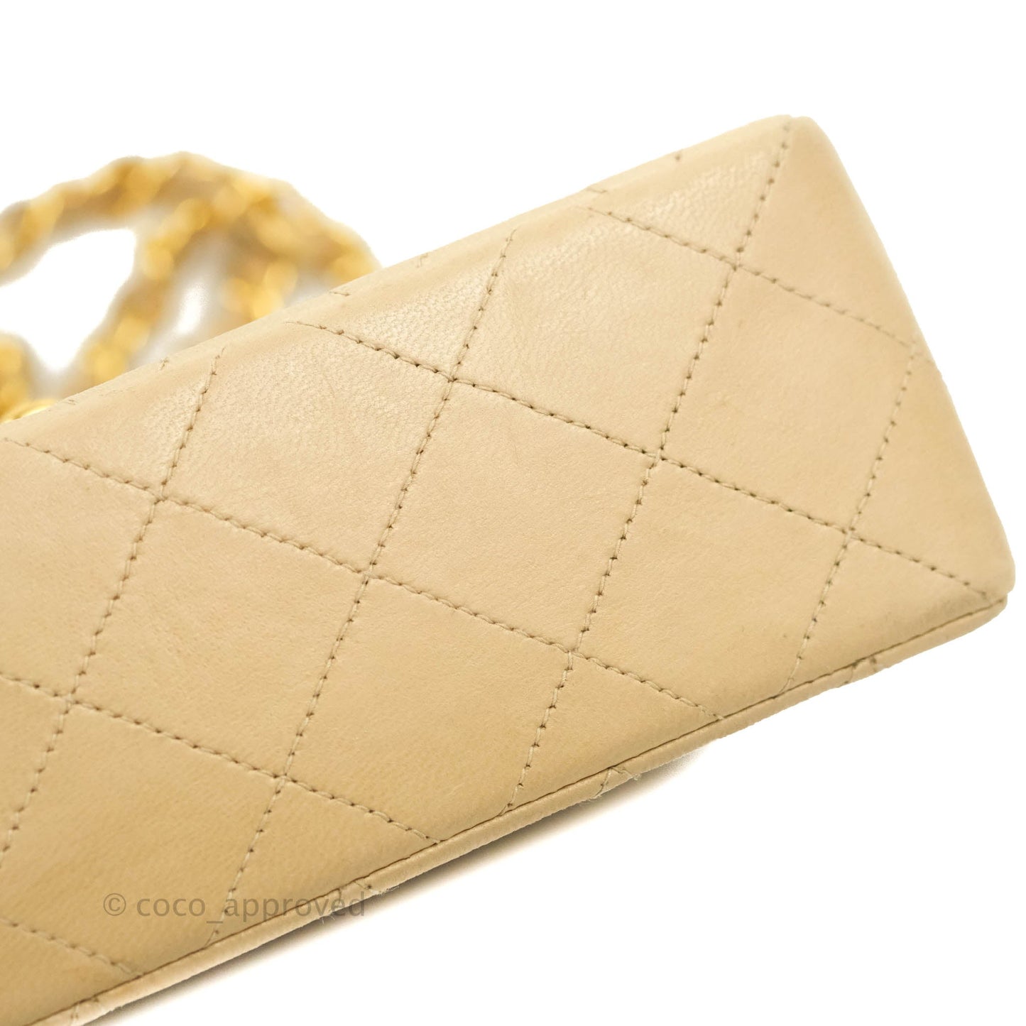 Chanel Vintage Mini Square Beige Lambskin 24K Gold Hardware