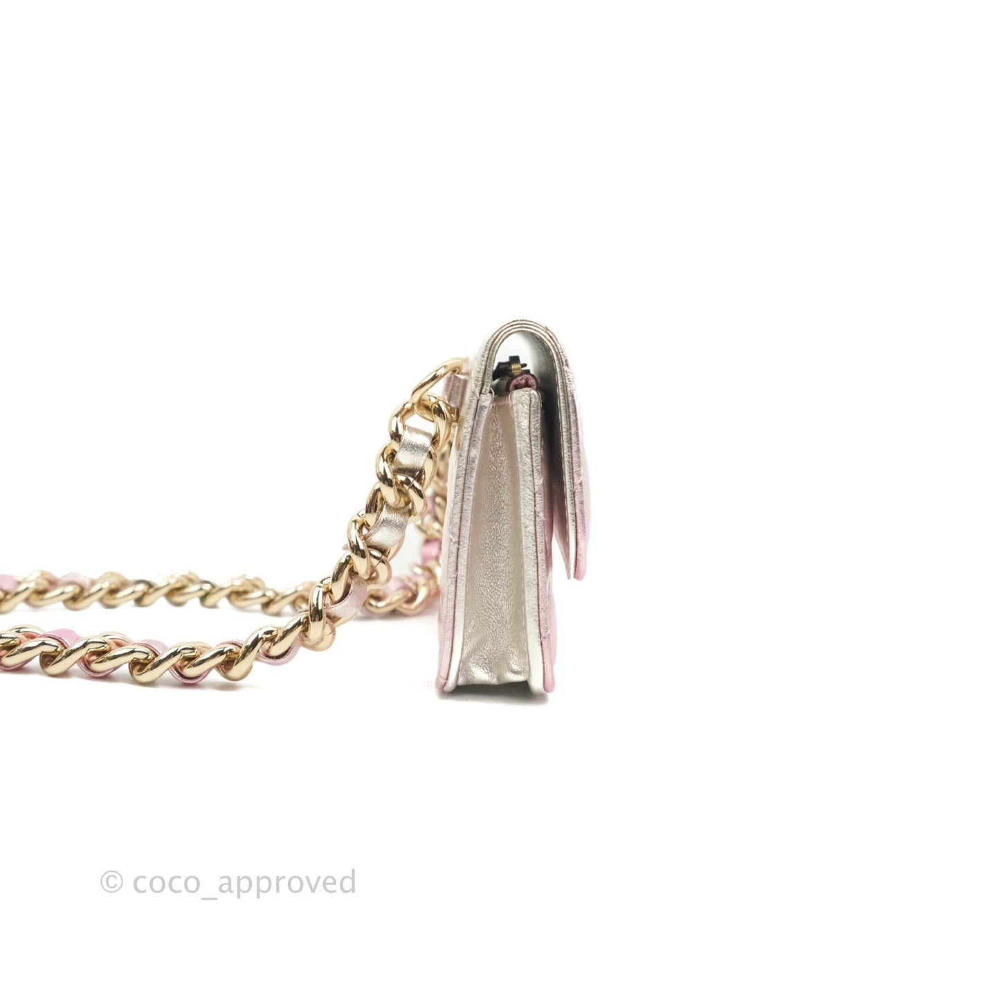Chanel Quilted Clutch with Chain Metallic Gradient Pink/Silver Lambskin