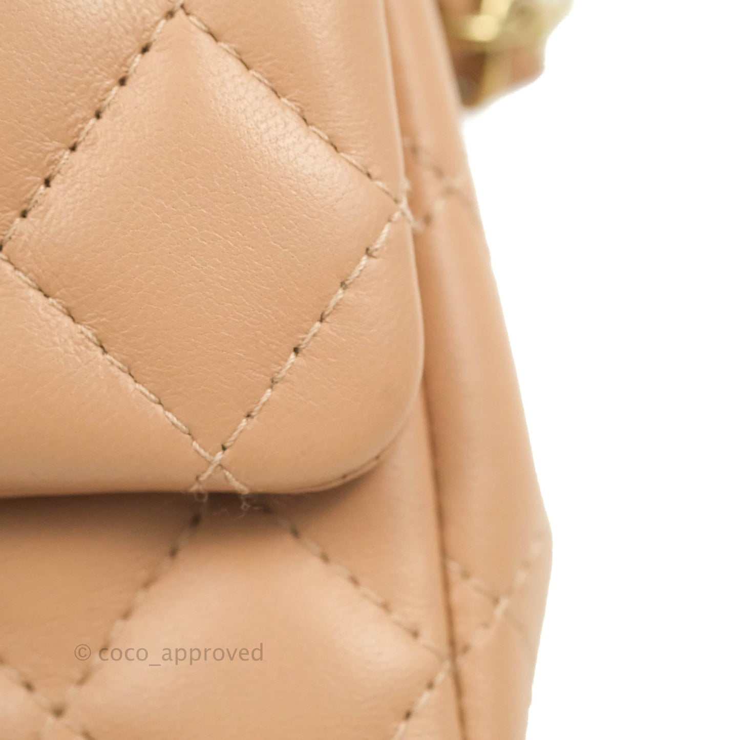 Chanel Mini Square Beige Lambskin Gold Hardware 21A