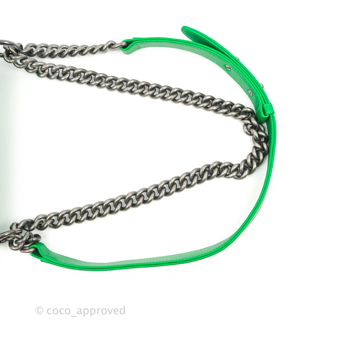 Chanel Small Boy Green Calfskin Ruthenium Hardware