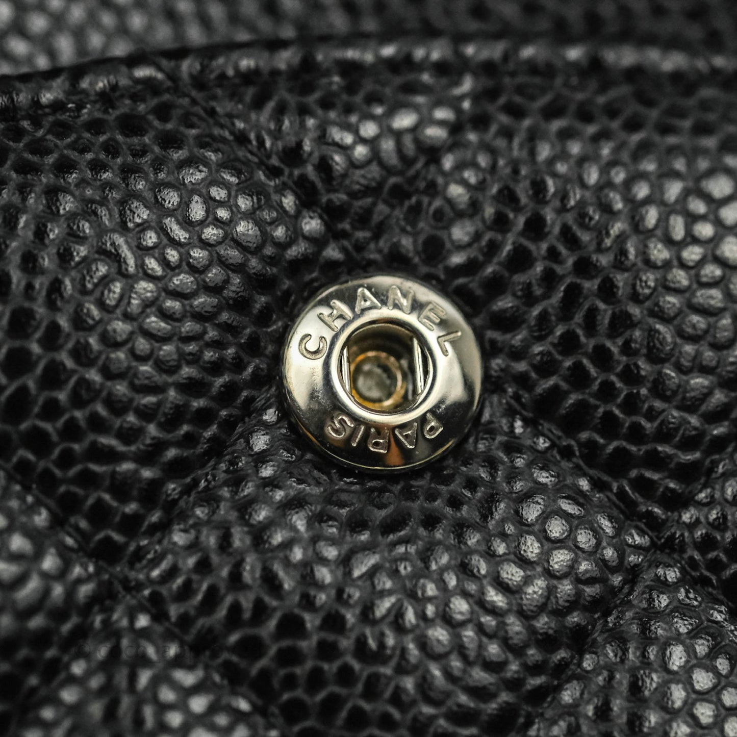 Chanel Classic M/L Medium Double Flap Bag Black Caviar Silver Hardware
