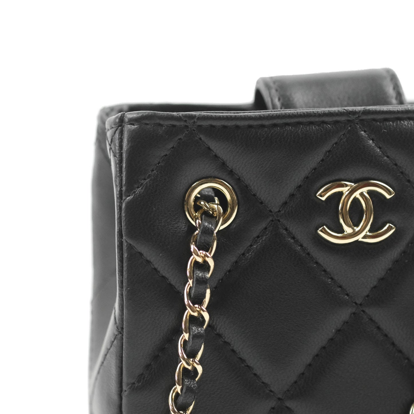 Chanel Mini Clutch With Chain Black Lambskin Gold Hardware 22C