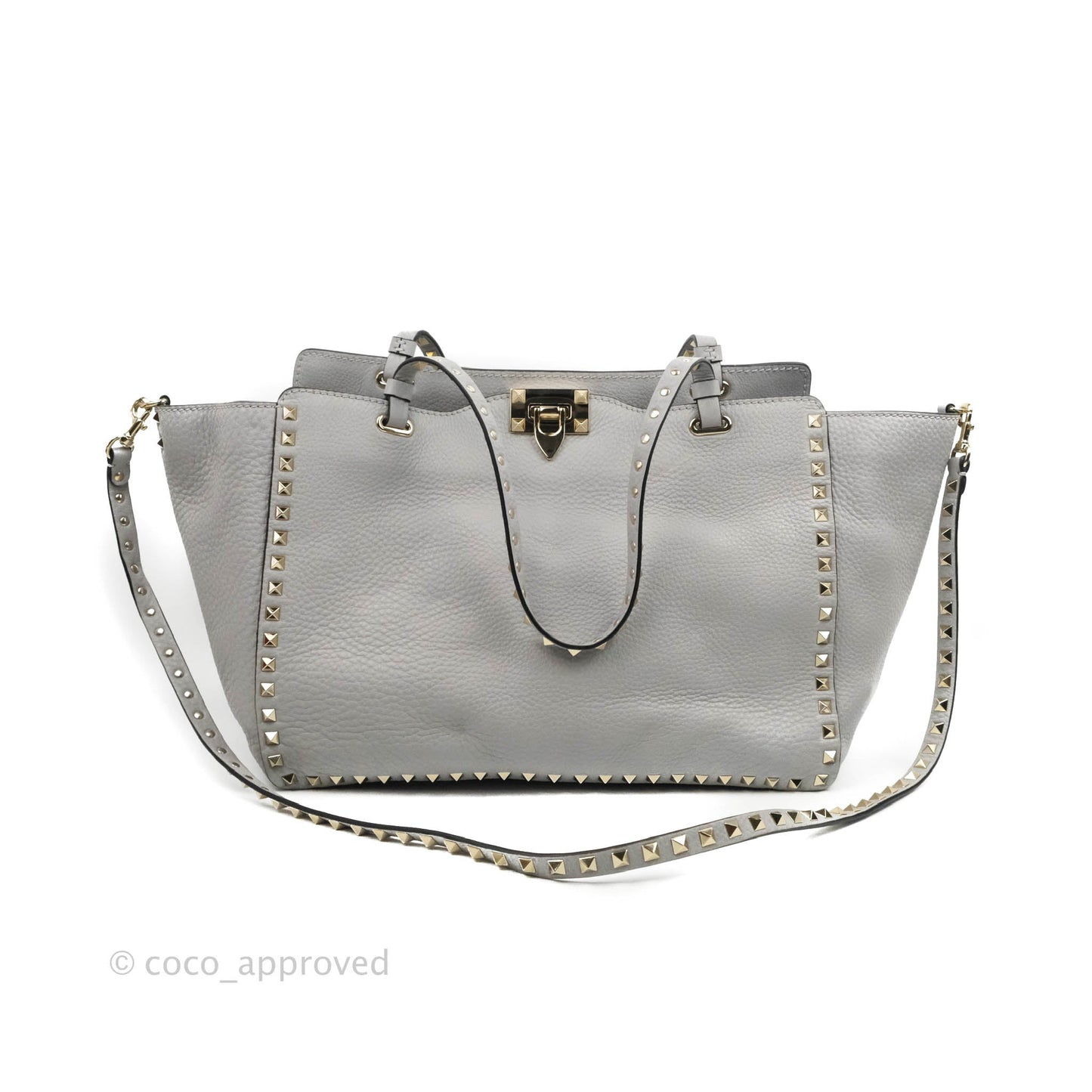 Valentino Garavani Medium Rockstud Bag Grey Grainy Calfskin