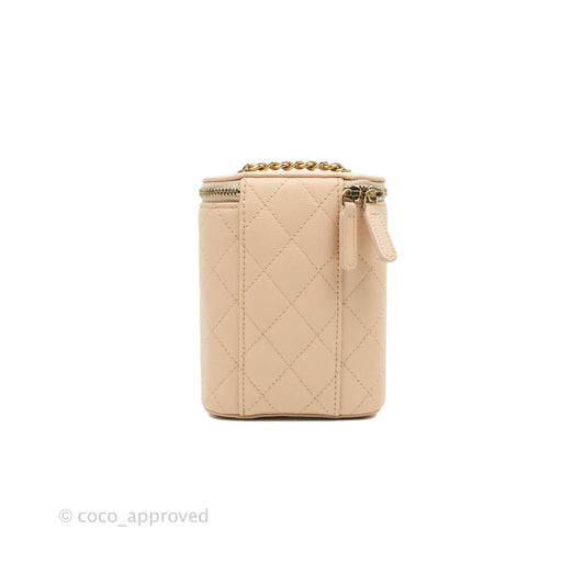 Chanel Classic Mini Vanity With Chain Beige Caviar Gold Hardware