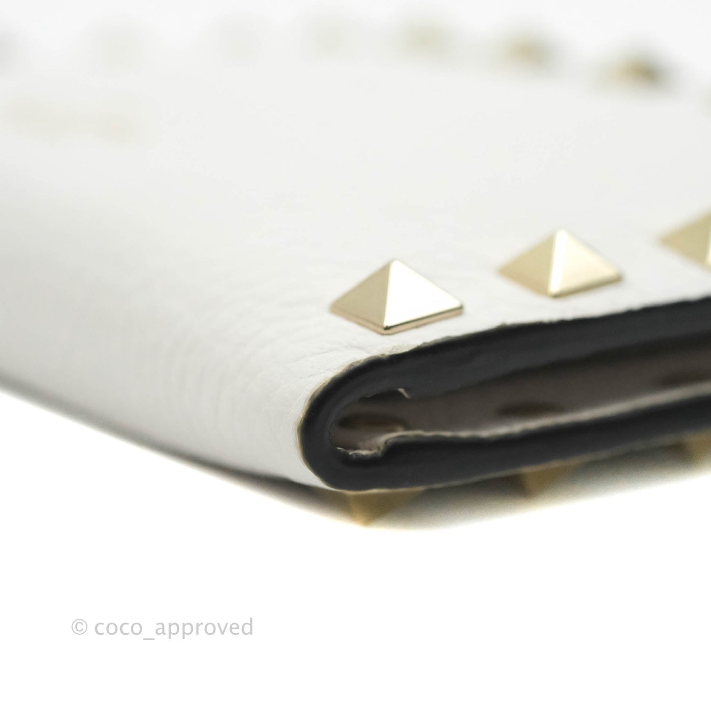 Valentino Garavani Shot Wallet White Grained Leather Gold Hardware