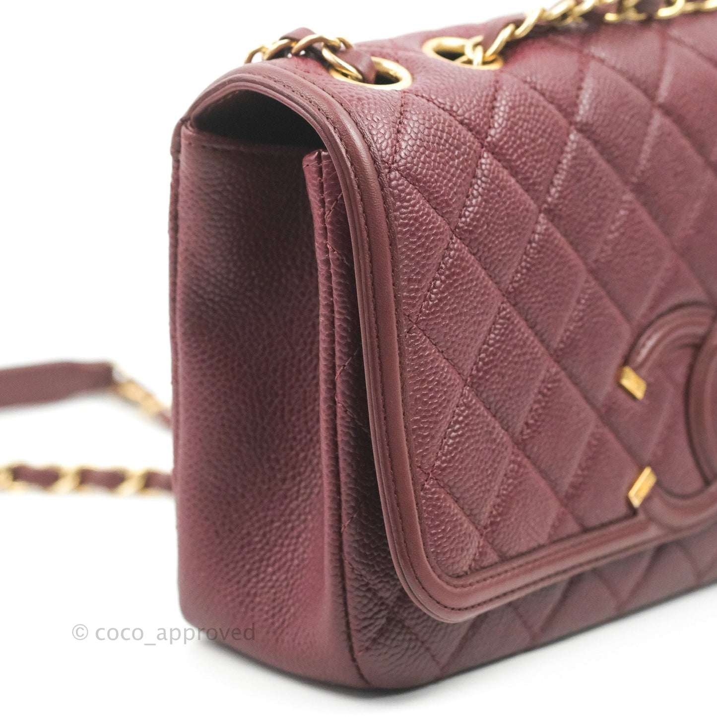 Chanel Quilted Medium CC Filigree Flap Burgundy Black Caviar