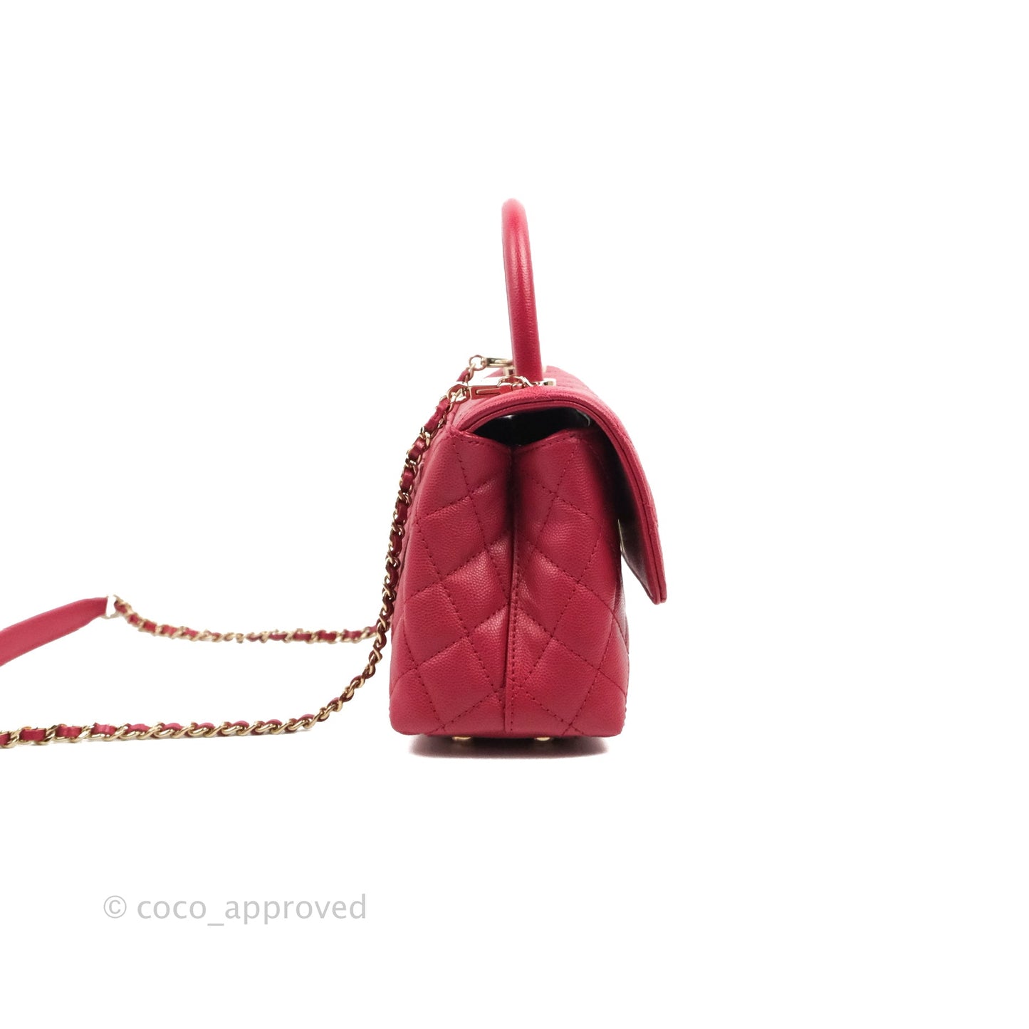 Chanel Small Coco Handle Quilted Dark Pink Caviar Gold Hardware 21A