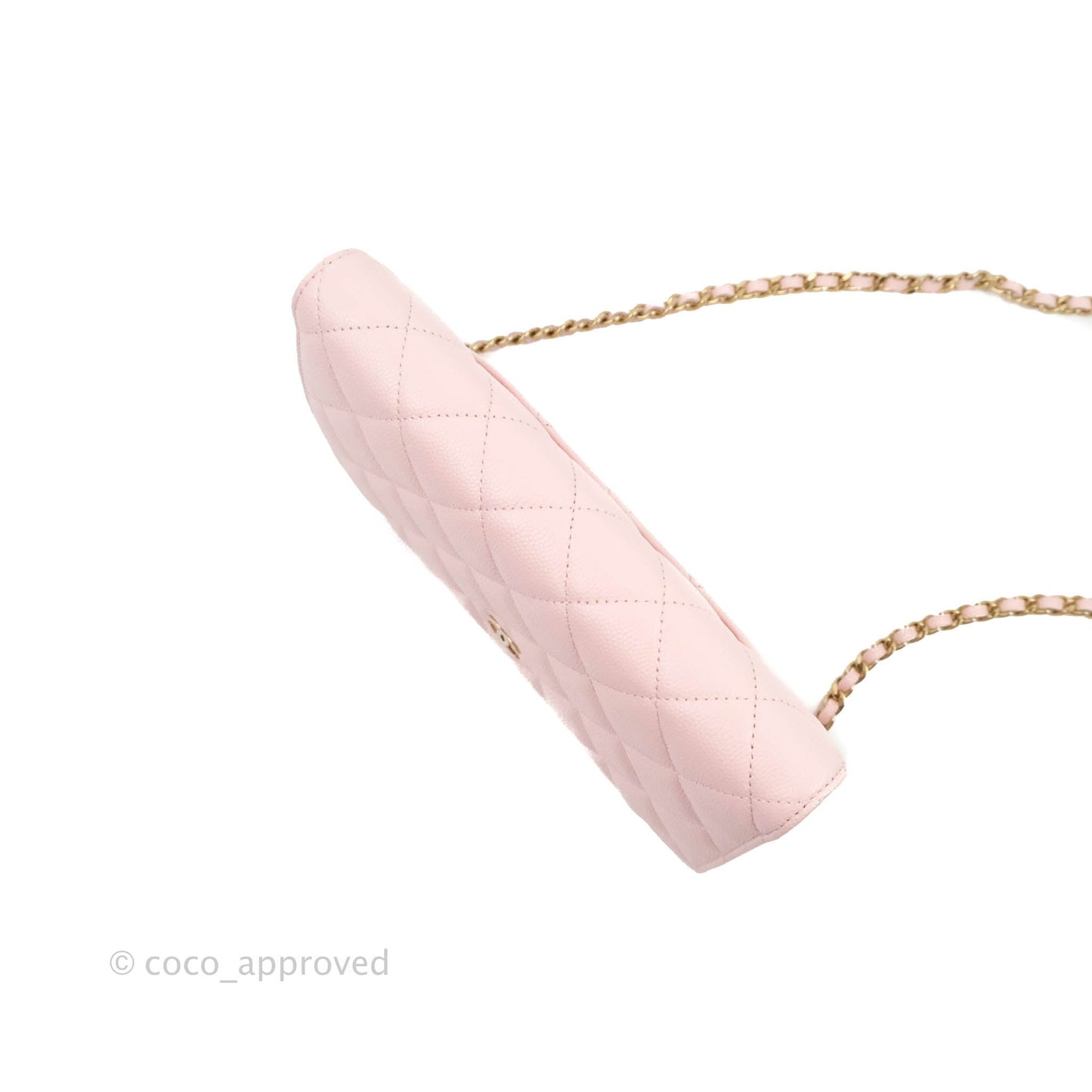Chanel Quilted Classic Wallet on Chain WOC Light Pink Caviar Gold Hardware 22S