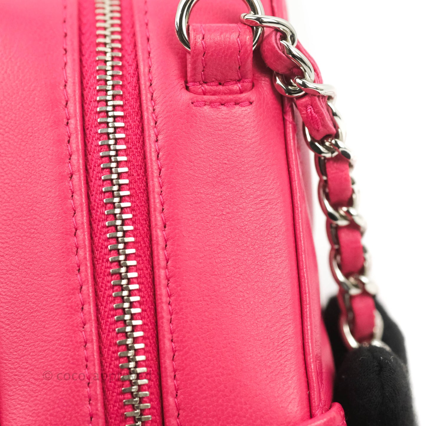 Chanel Mini Quilted Camera Case Pink Lambskin Silver Hardware