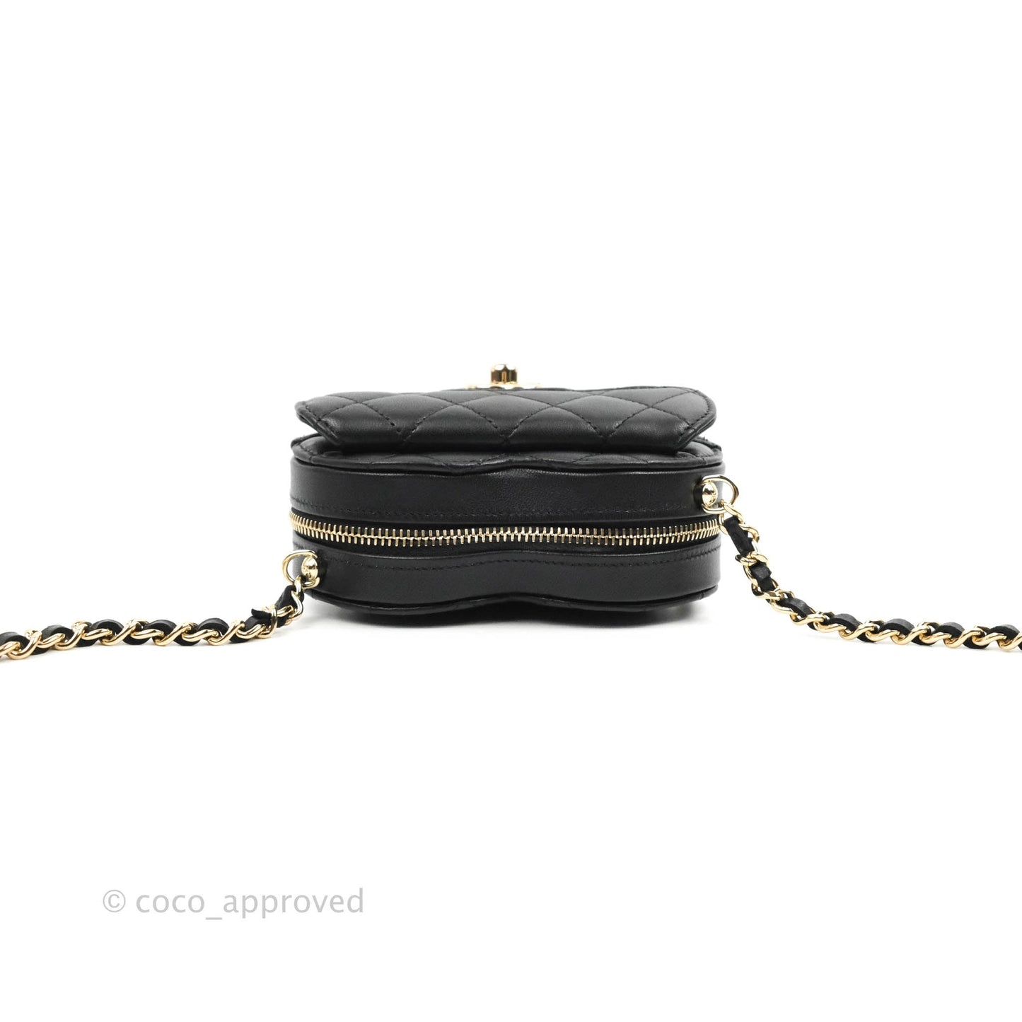 Chanel Small Heart Bag Black Lambskin Gold Hardware 22S
