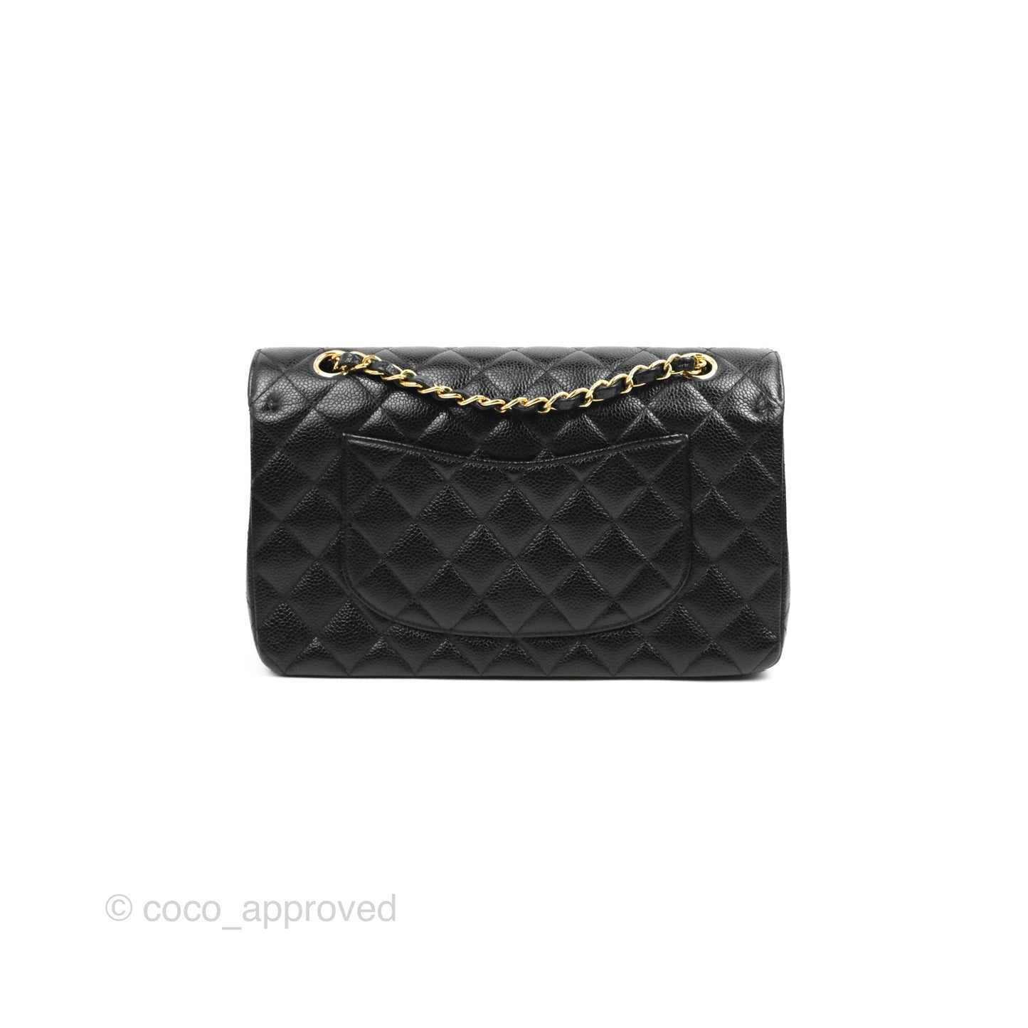 Chanel Classic M/L Medium Flap Quilted Black Caviar 24K Gold Hardware