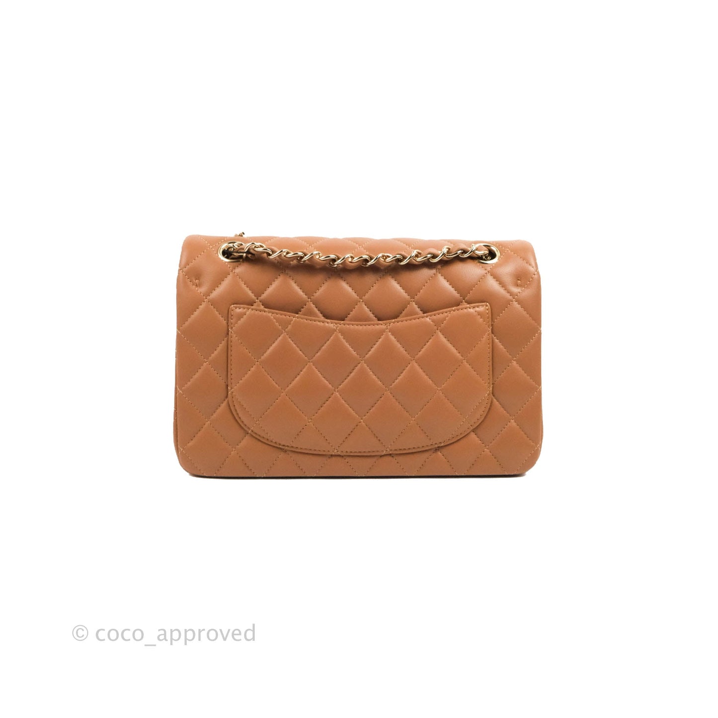 Chanel Small Classic Quilted Flap Dark Beige Caramel Lambskin Gold Hardware 22S
