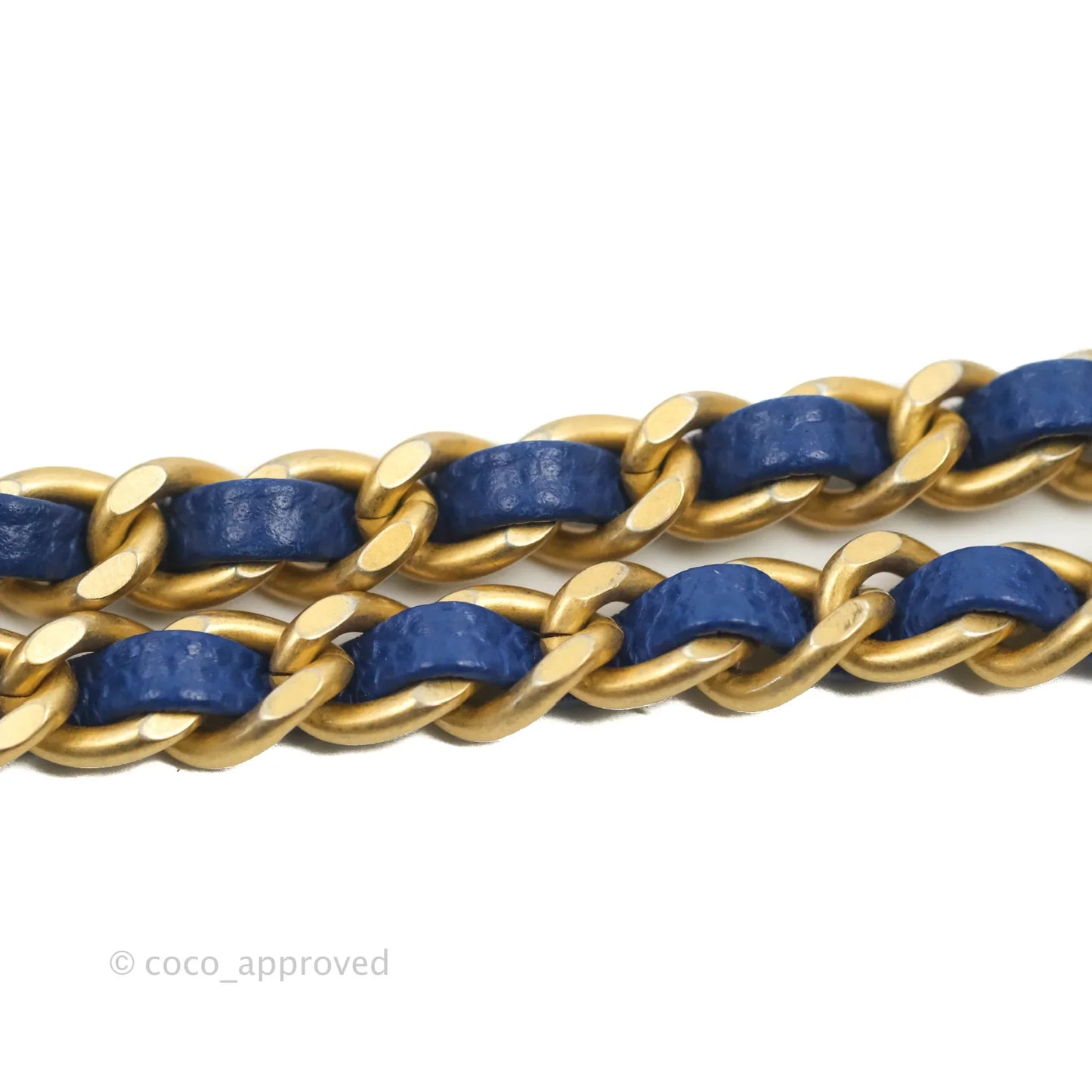 Chanel Small Coco Handle Chevron Blue Caviar Aged Gold Hardware