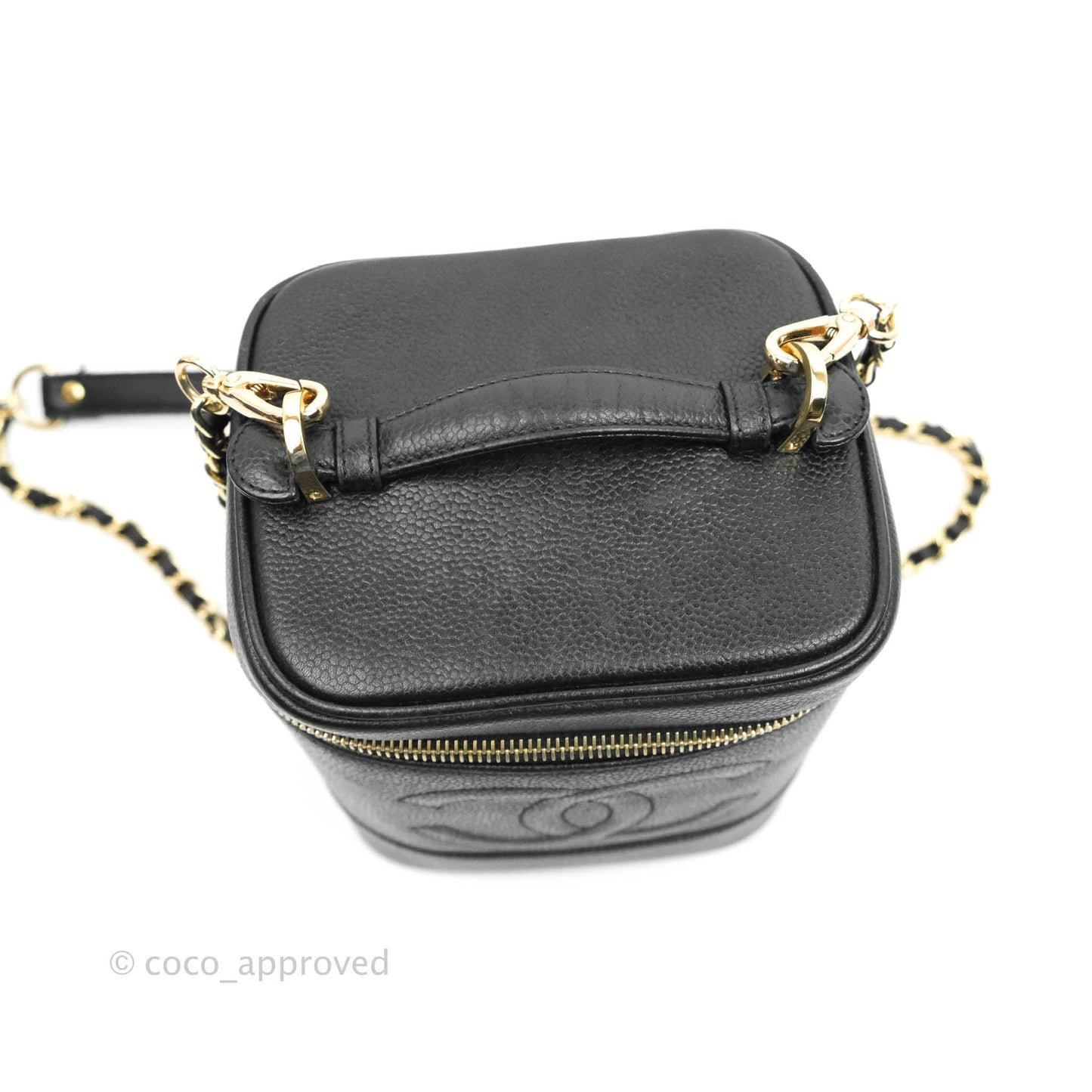 Chanel Vintage Vanity Case Black Caviar Gold Hardware