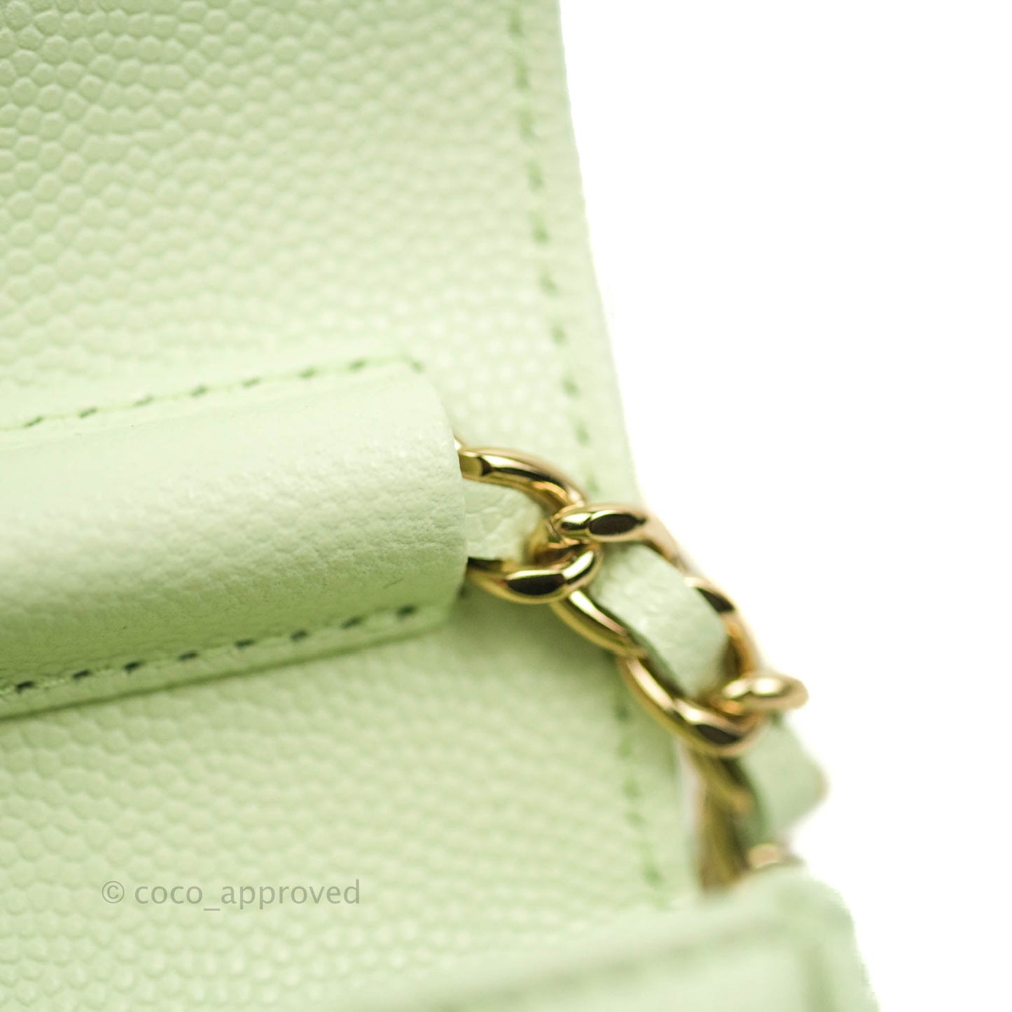 Chanel Classic Clutch With Chain Mint Green Gold Hardware