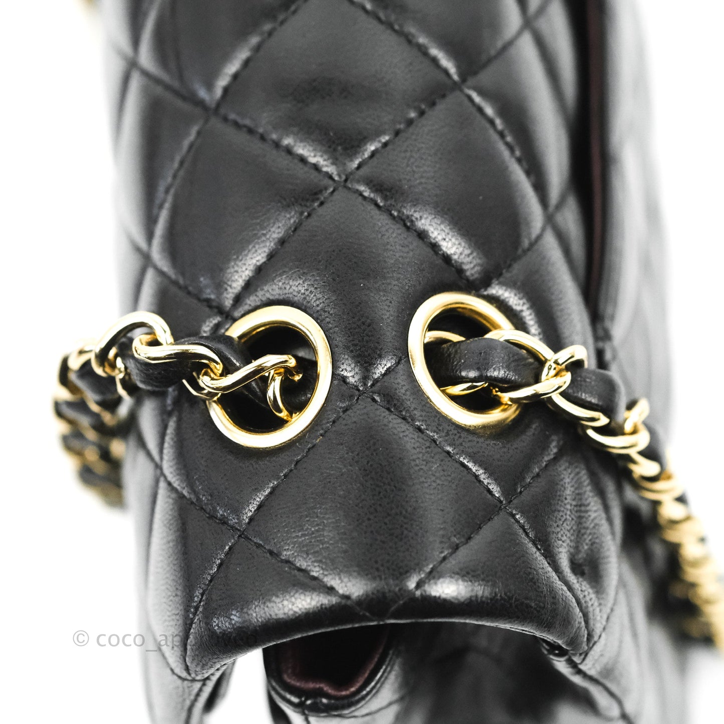 Chanel Classic M/L Medium Double Flap Black Lambskin Gold Hardware