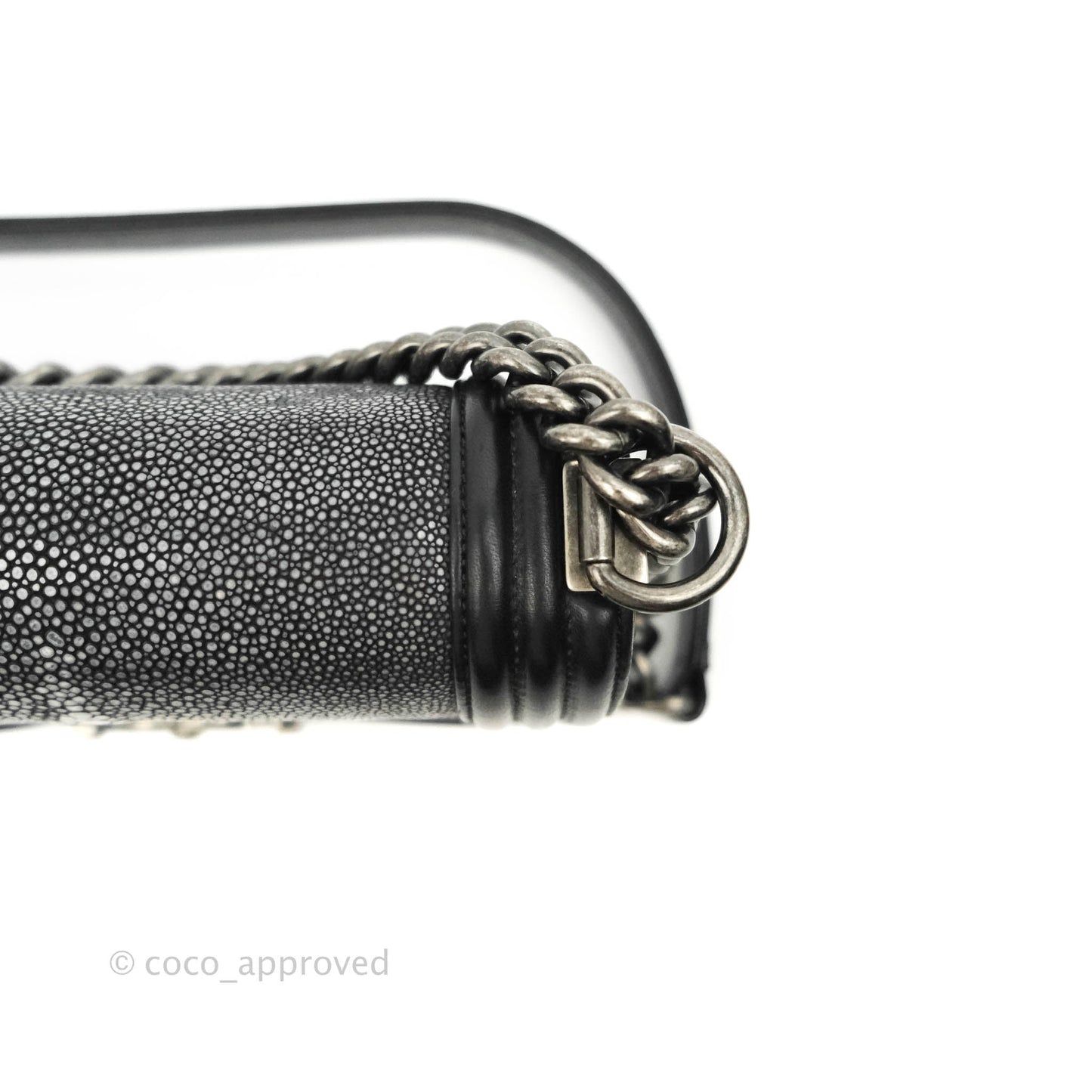 Chanel Small Boy Black Stingray Ruthenium Hardware