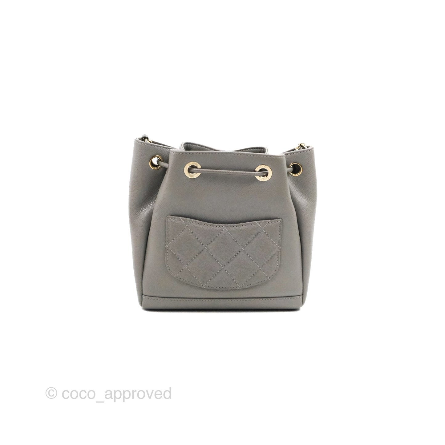 Chanel Business Affinity Drawstring Bucket Bag Grey Caviar Gold Hardware