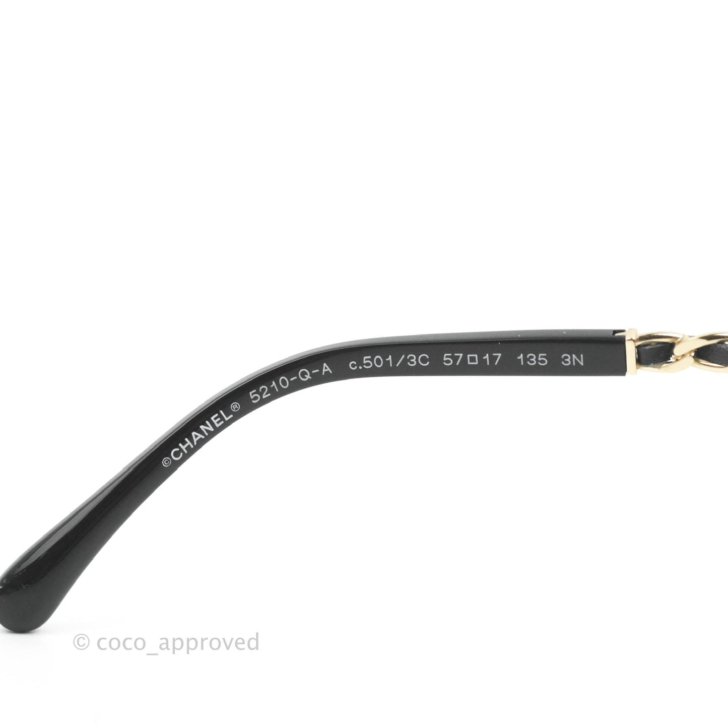 Chanel Black Acetate Frame Gradient Chain-Link Sunglasses Gold Tone