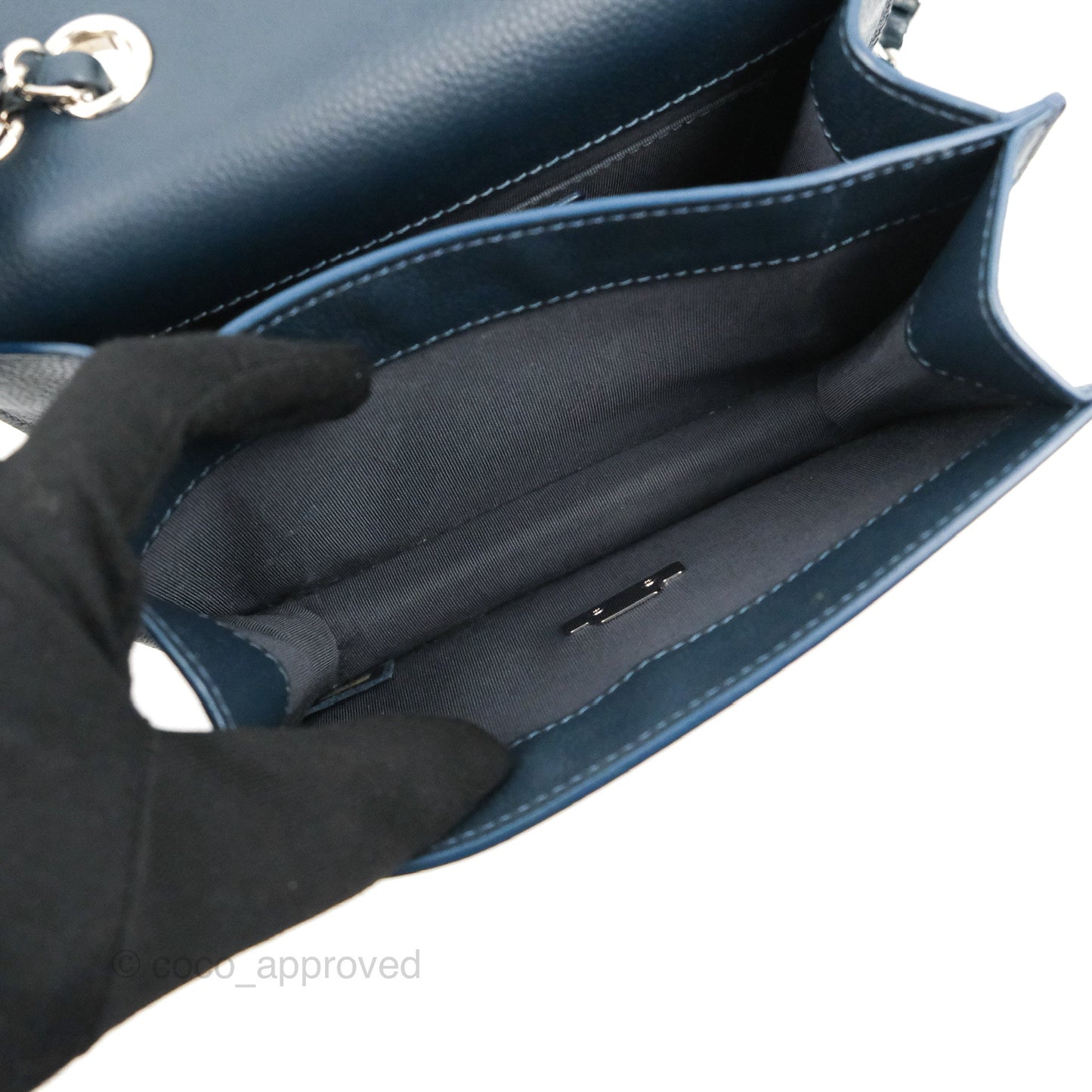 Chanel Small CC Box Flap Bag Prussian Blue Caviar Silver Hardware