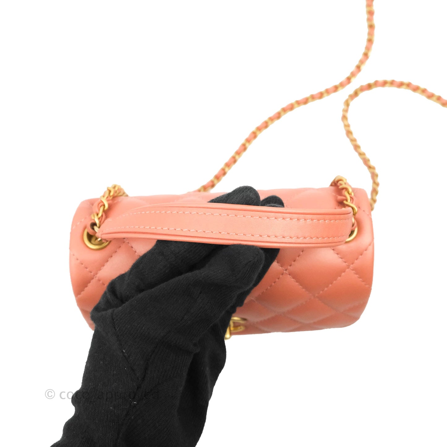 Chanel Mini Flap Bag With Top Handle Pink Lambskin Gold Hardware 20C